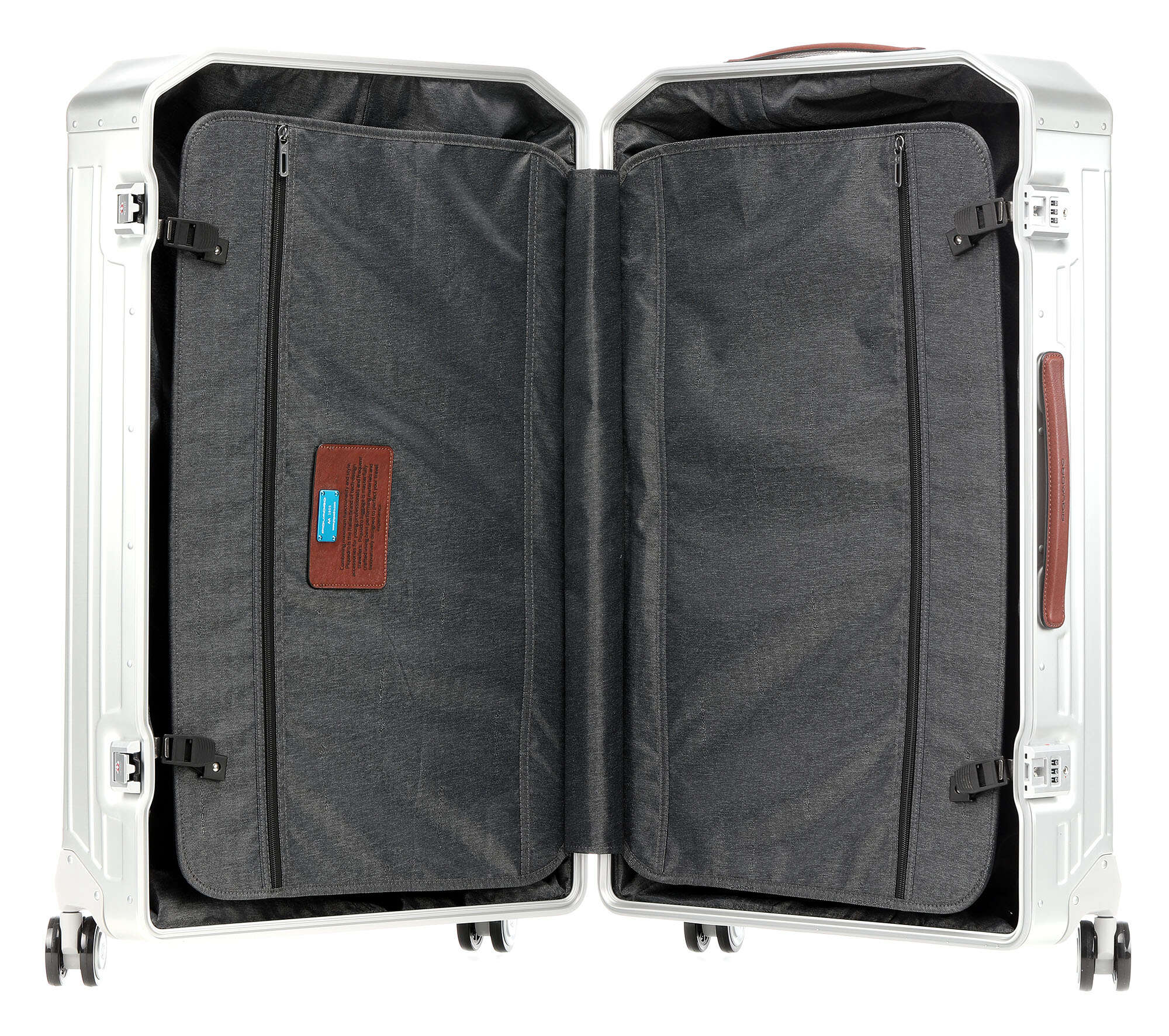 Piquadro Alu Spinner (4 wheels) grey/hide