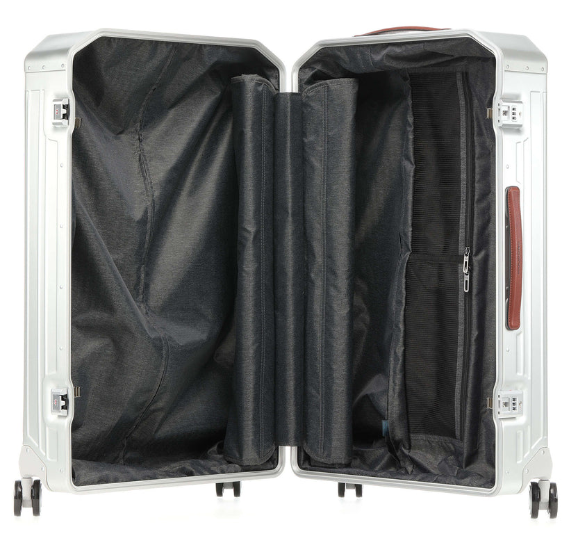 Piquadro Alu Spinner (4 wheels) grey/hide