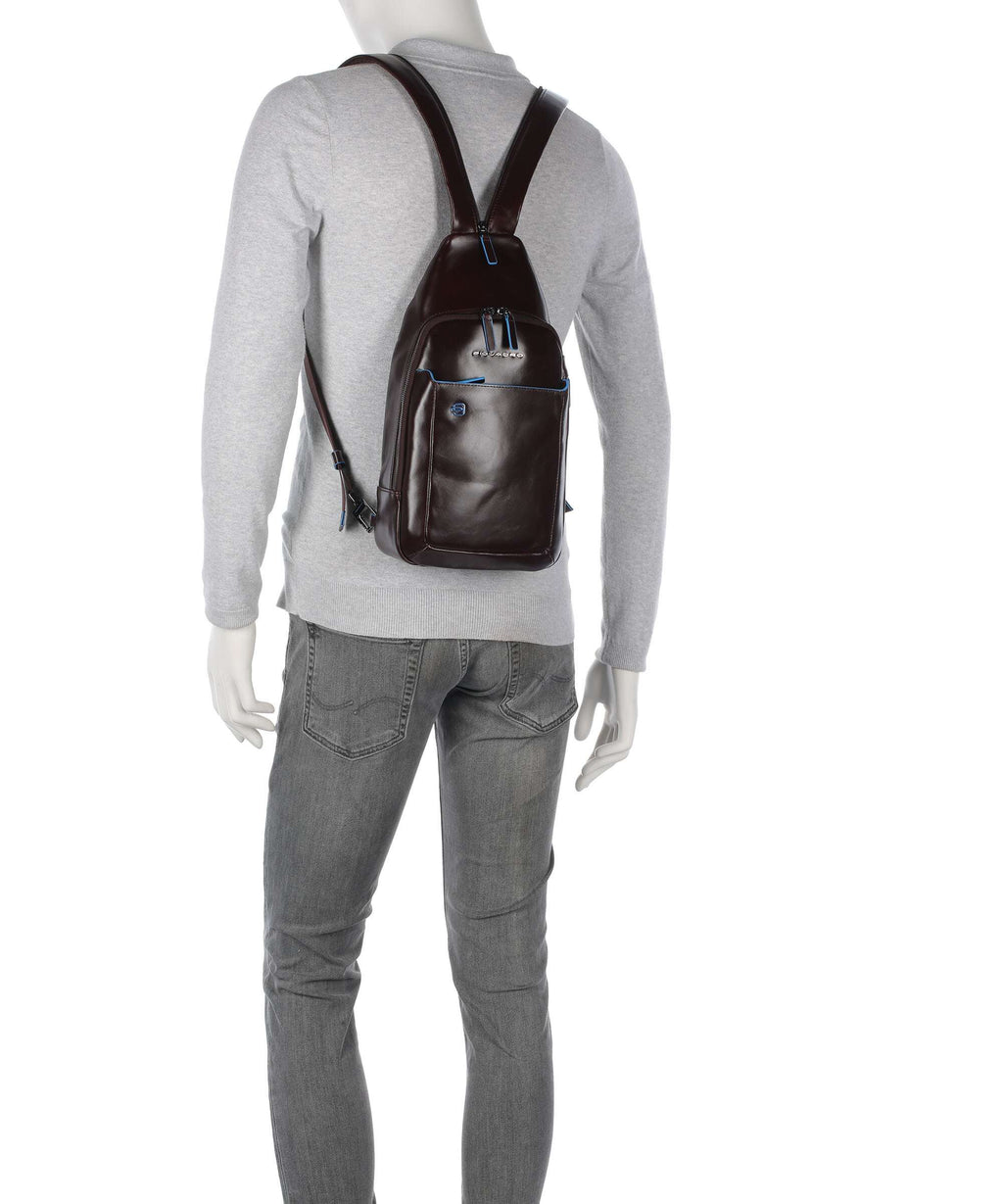 Piquadro Blue Square Sling bag mahogany