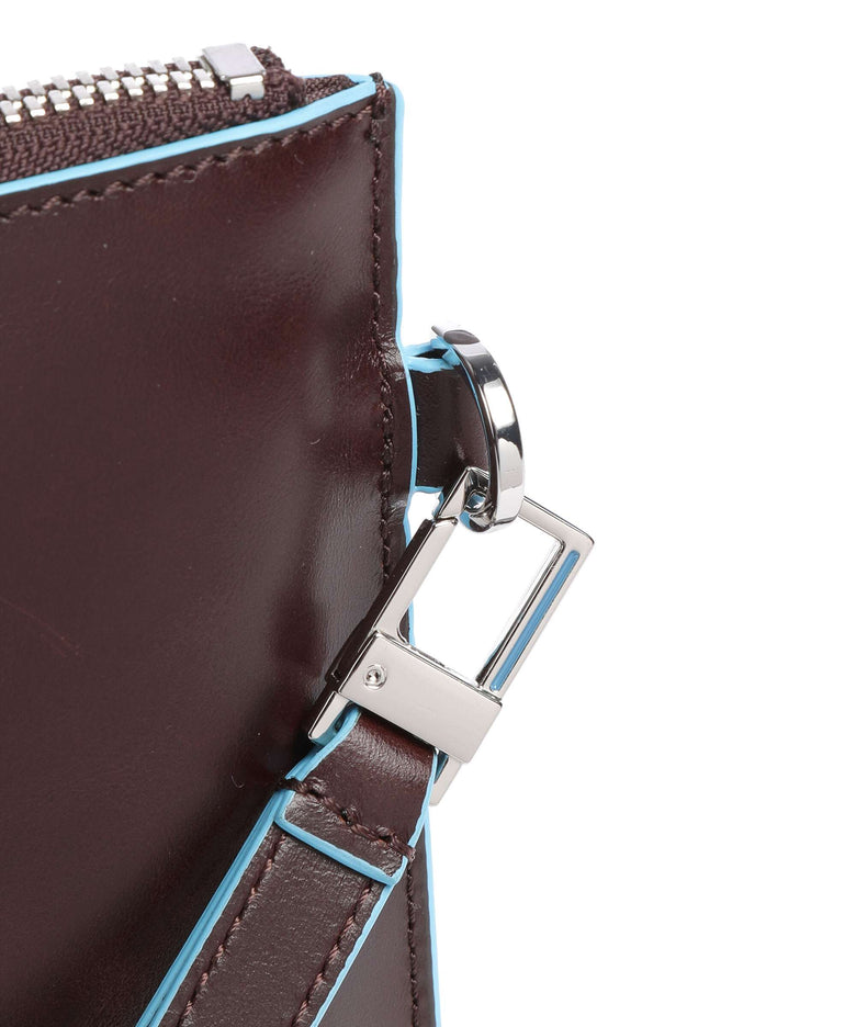 Piquadro Blue Square Wristlet mahogany