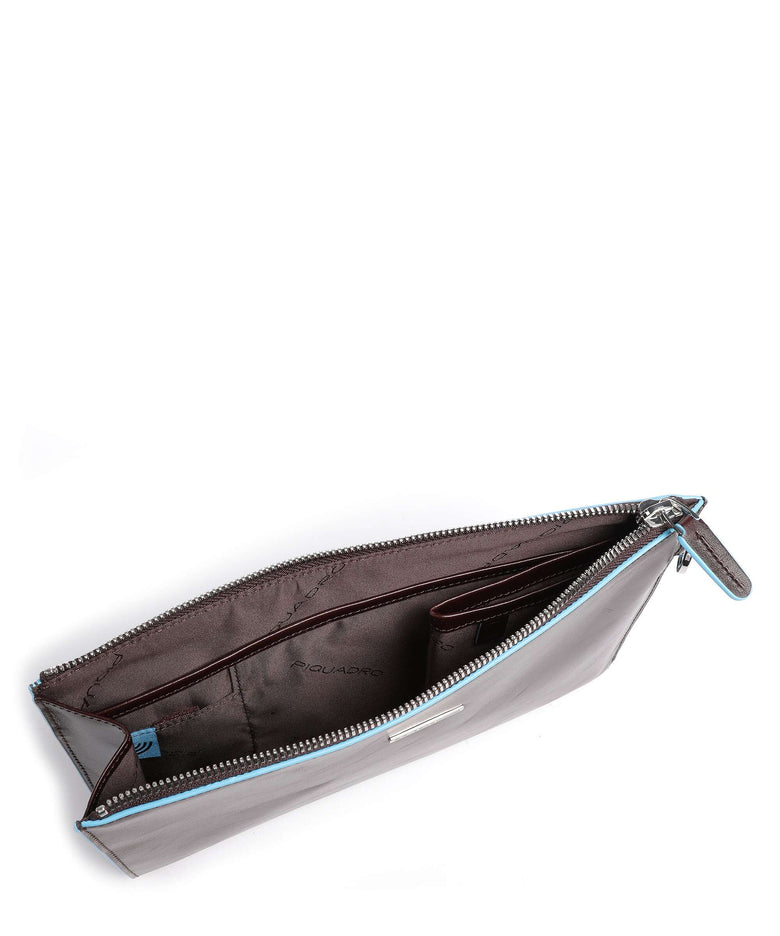 Piquadro Blue Square Wristlet mahogany