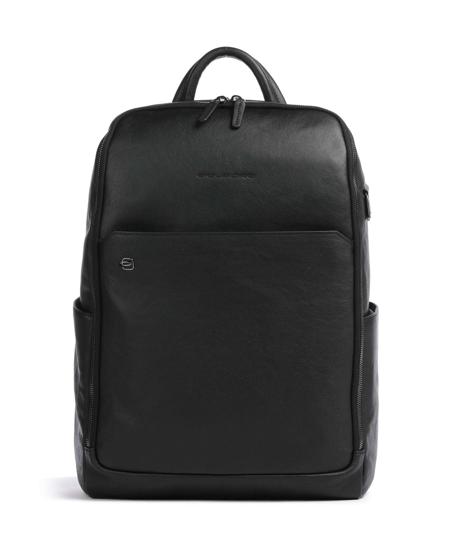 Piquadro Black Square Backpack 15″ fine grain cow leather nero