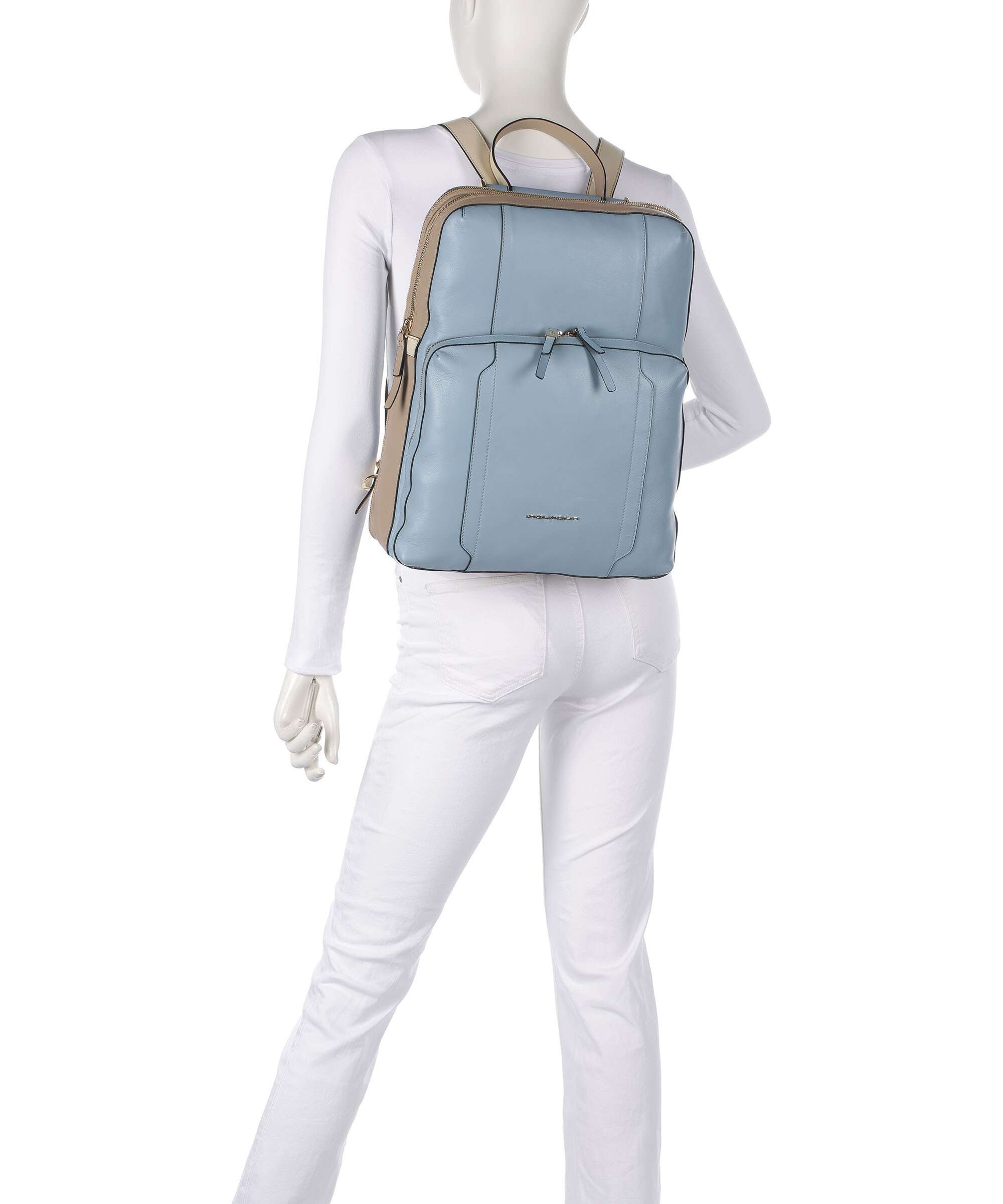 Piquadro Circle Laptop backpack light blue/beige