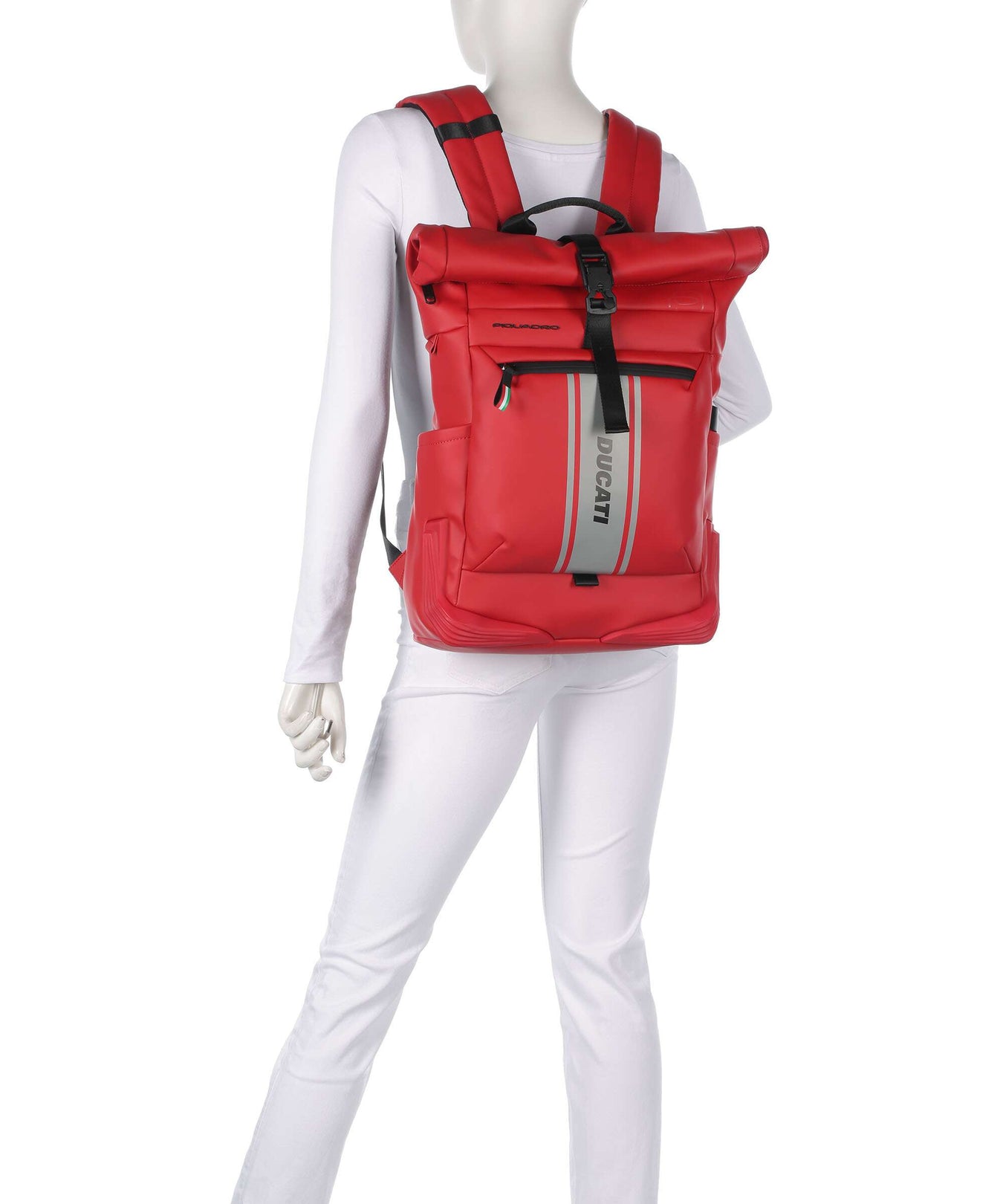 Piquadro Corner Special Ducati Rolltop backpack red