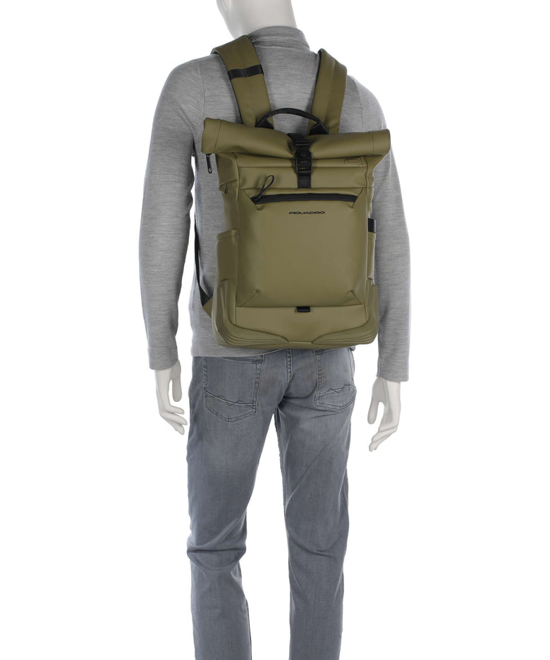 Piquadro Corner Special Rolltop backpack light green