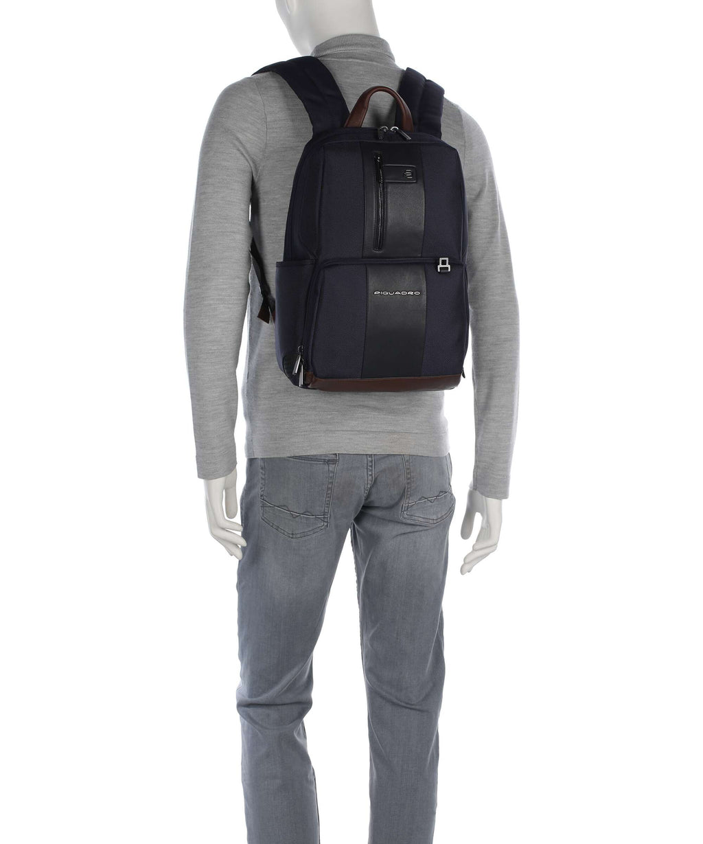 Piquadro Brief 2 LED Laptop backpack blue/cognac