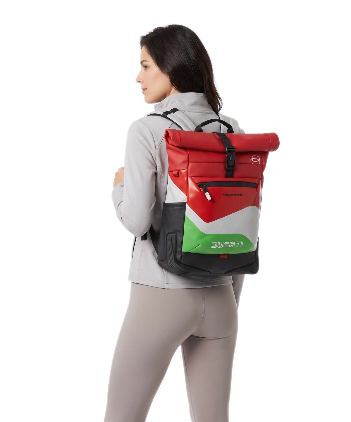 Piquadro Ducati C2OWD Rolltop backpack green/white/red
