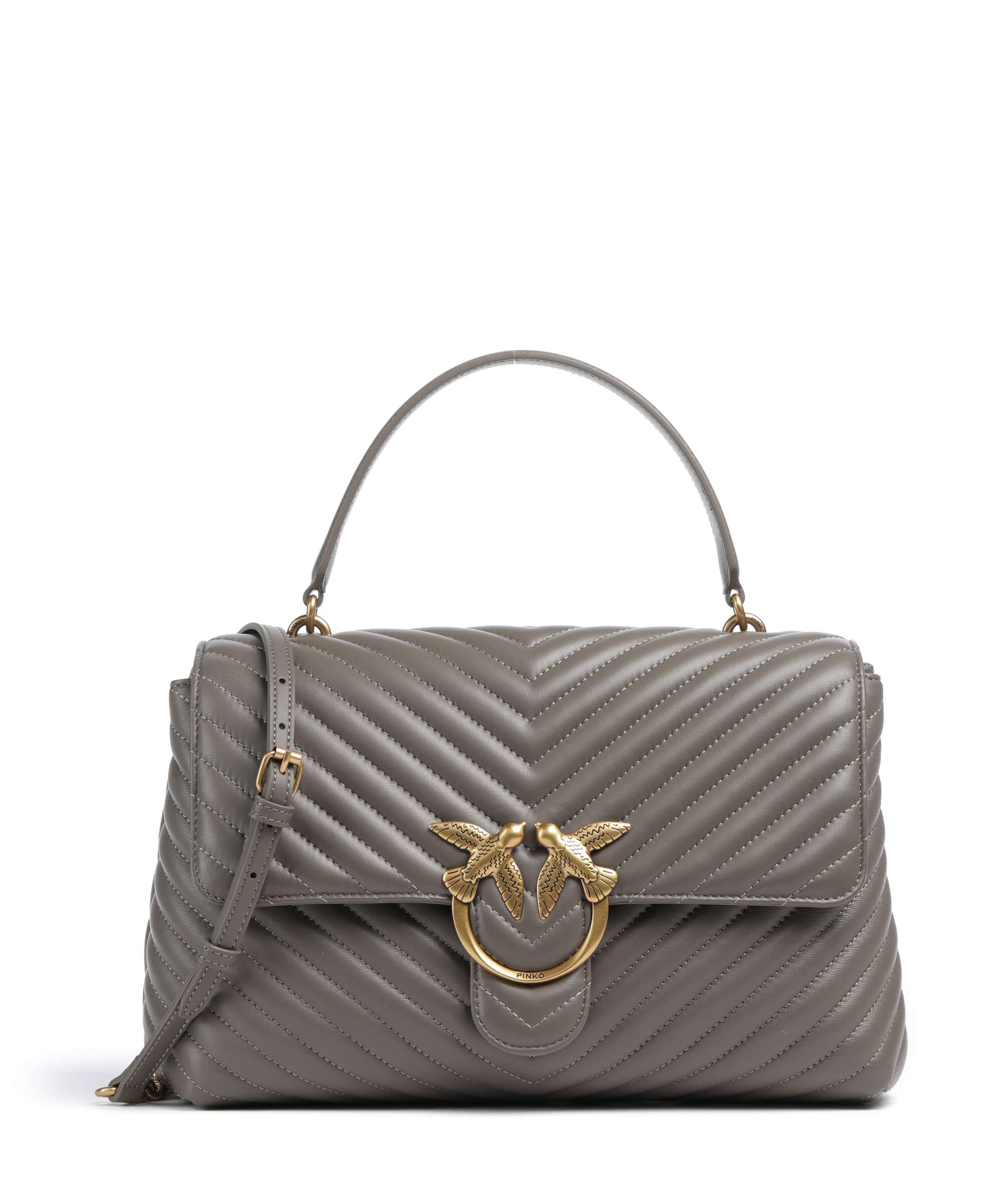 Pinko Love Lady Puff Big Handbag grigio asfalto/antique gold