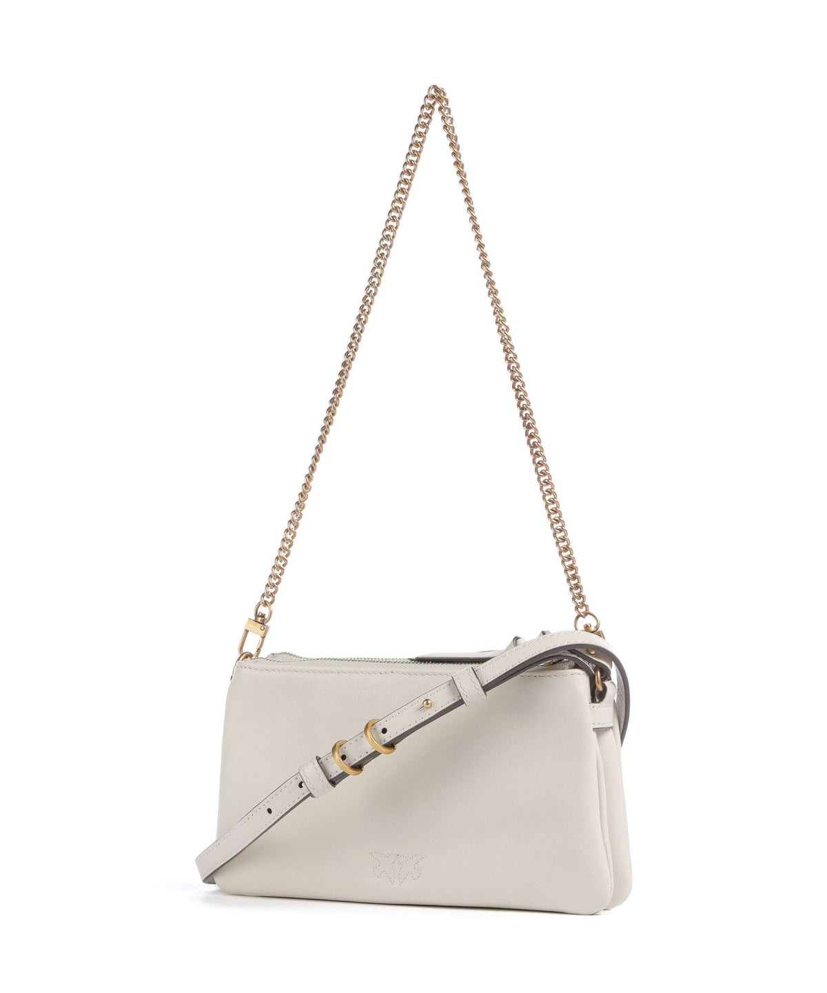 Pinko Double Mini Shoulder bag bianco seta/antique gold