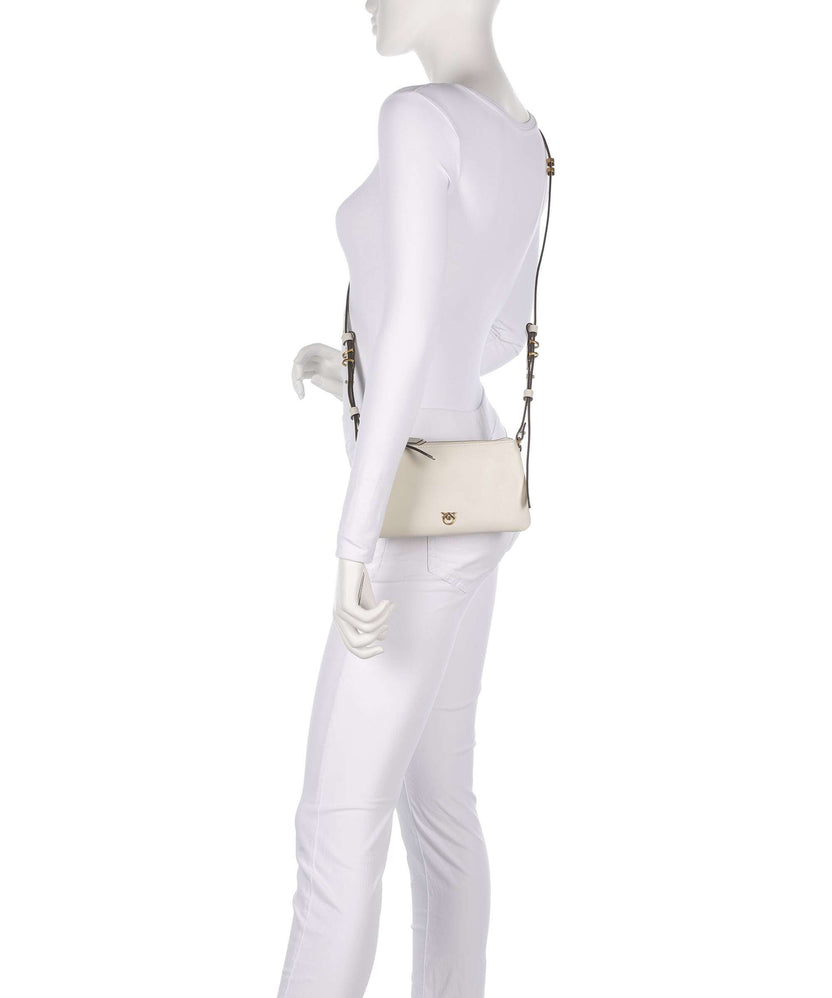 Pinko Double Mini Shoulder bag bianco seta/antique gold