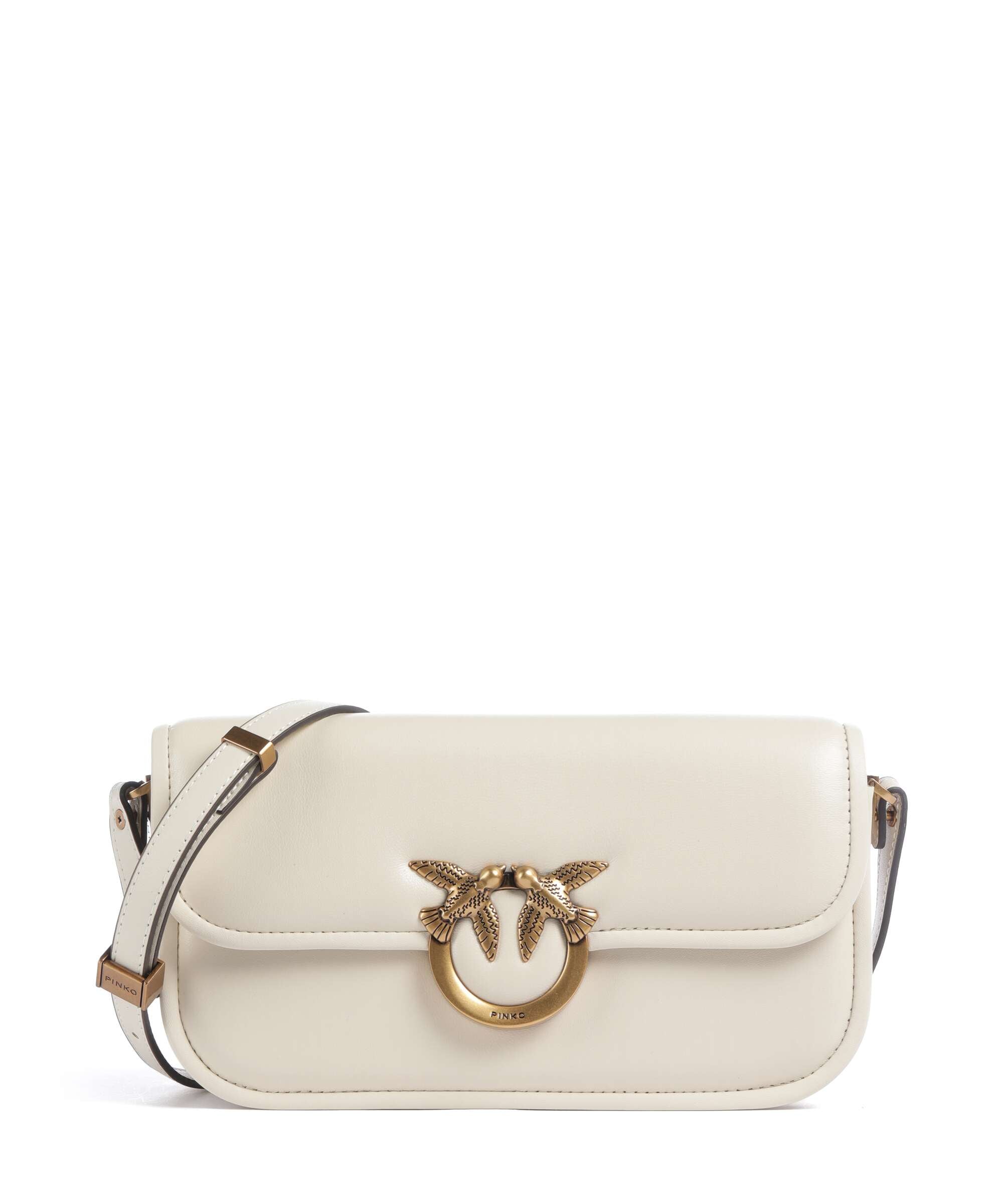 Pinko Love Box Horizontal Shoulder bag bianco seta/antique gold
