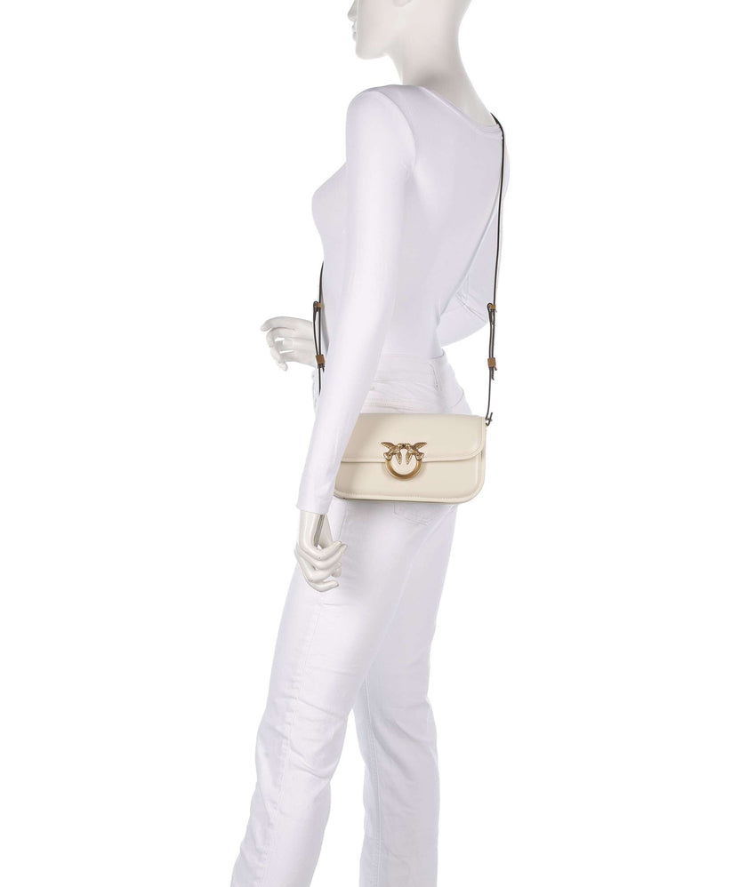 Pinko Love Box Horizontal Shoulder bag bianco seta/antique gold