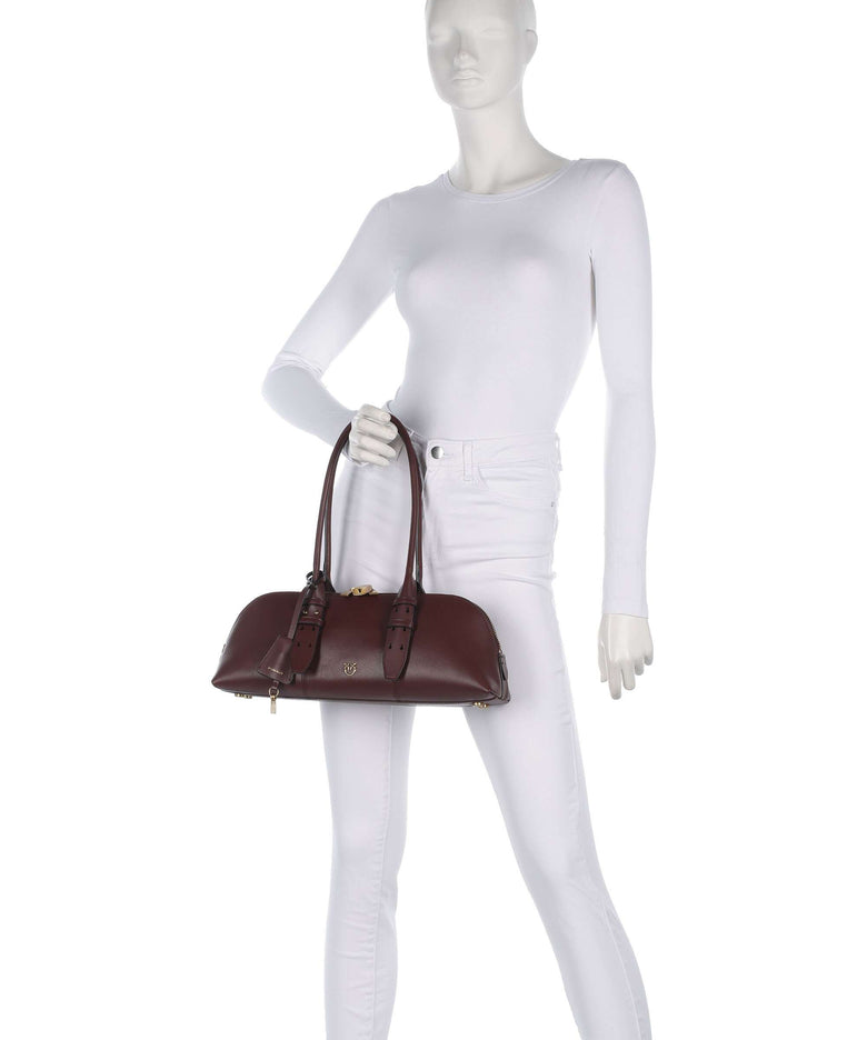 Pinko Bowling Horizontal Big Handbag burgundy wine/antique gold