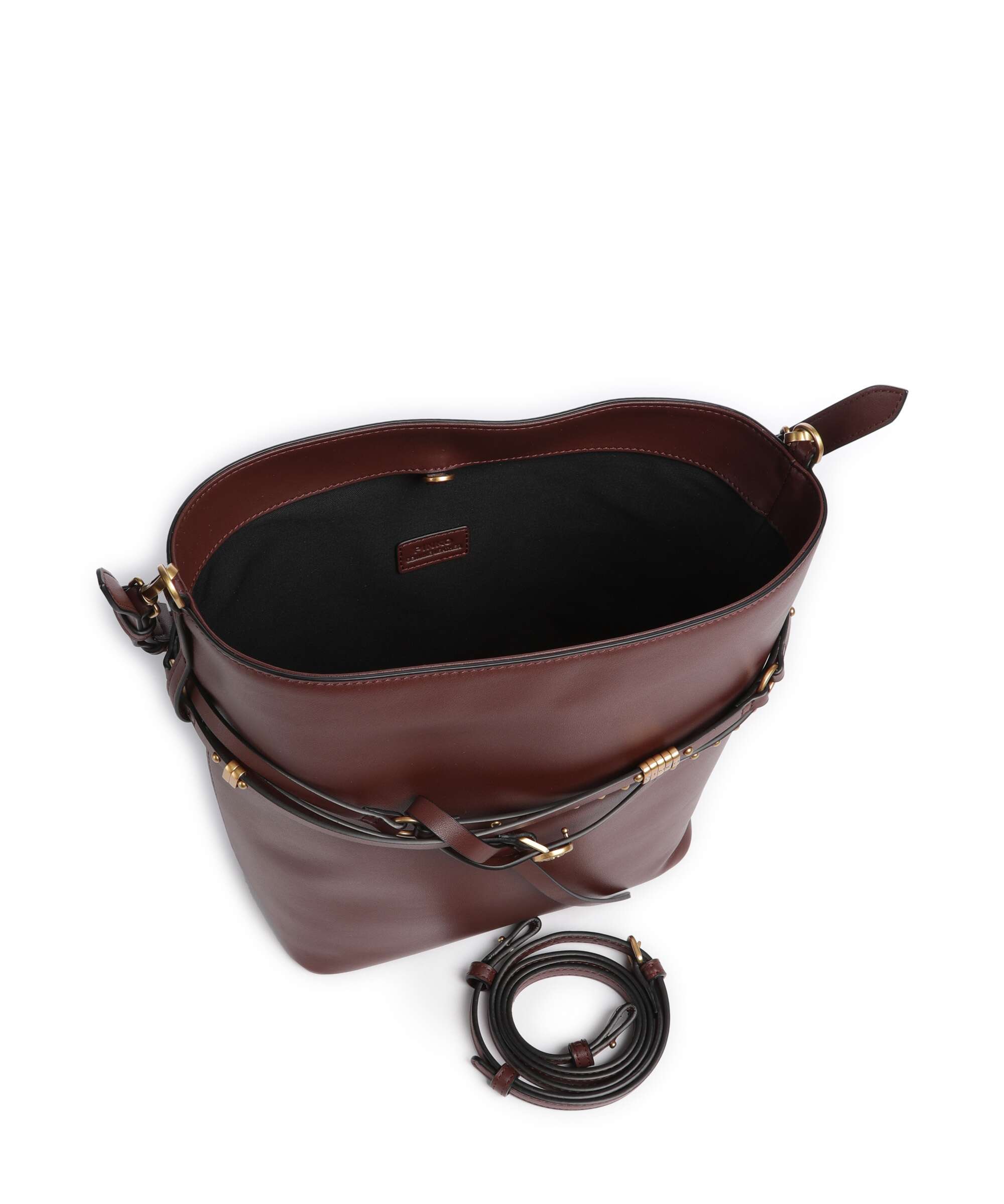 Pinko Belt Classic Bucket bag burgundy wine/antique gold
