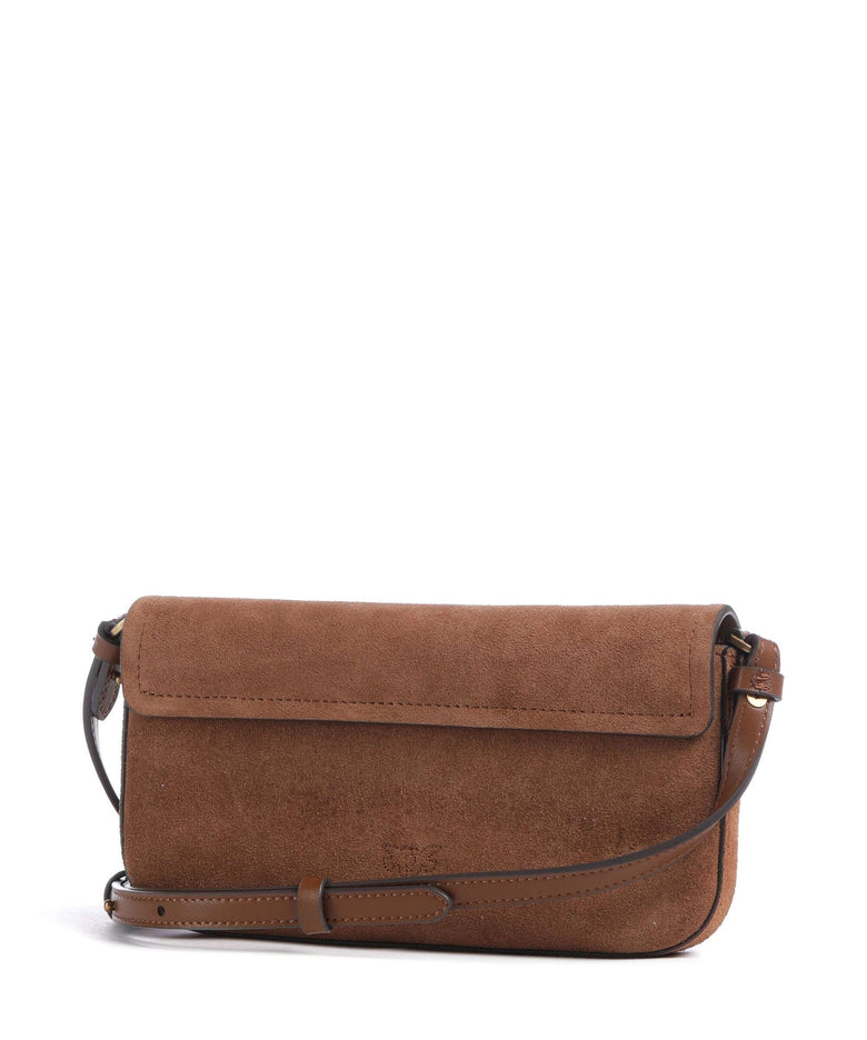 Pinko Saddle Flat Crossbody bag marrone/leone/antique gold