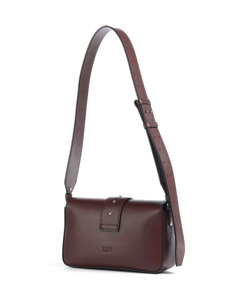 Pinko Love One Mini Slouchy Shoulder bag burgundy wine/old silver