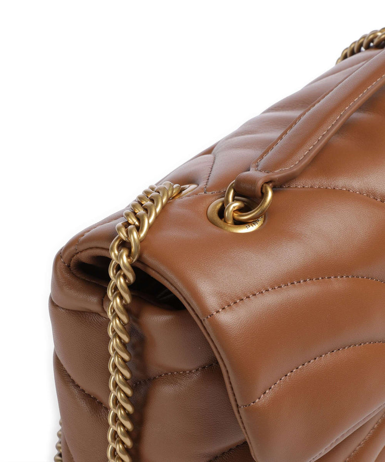 Pinko Love Puff Classic Shoulder bag marrone/leone/antique gold