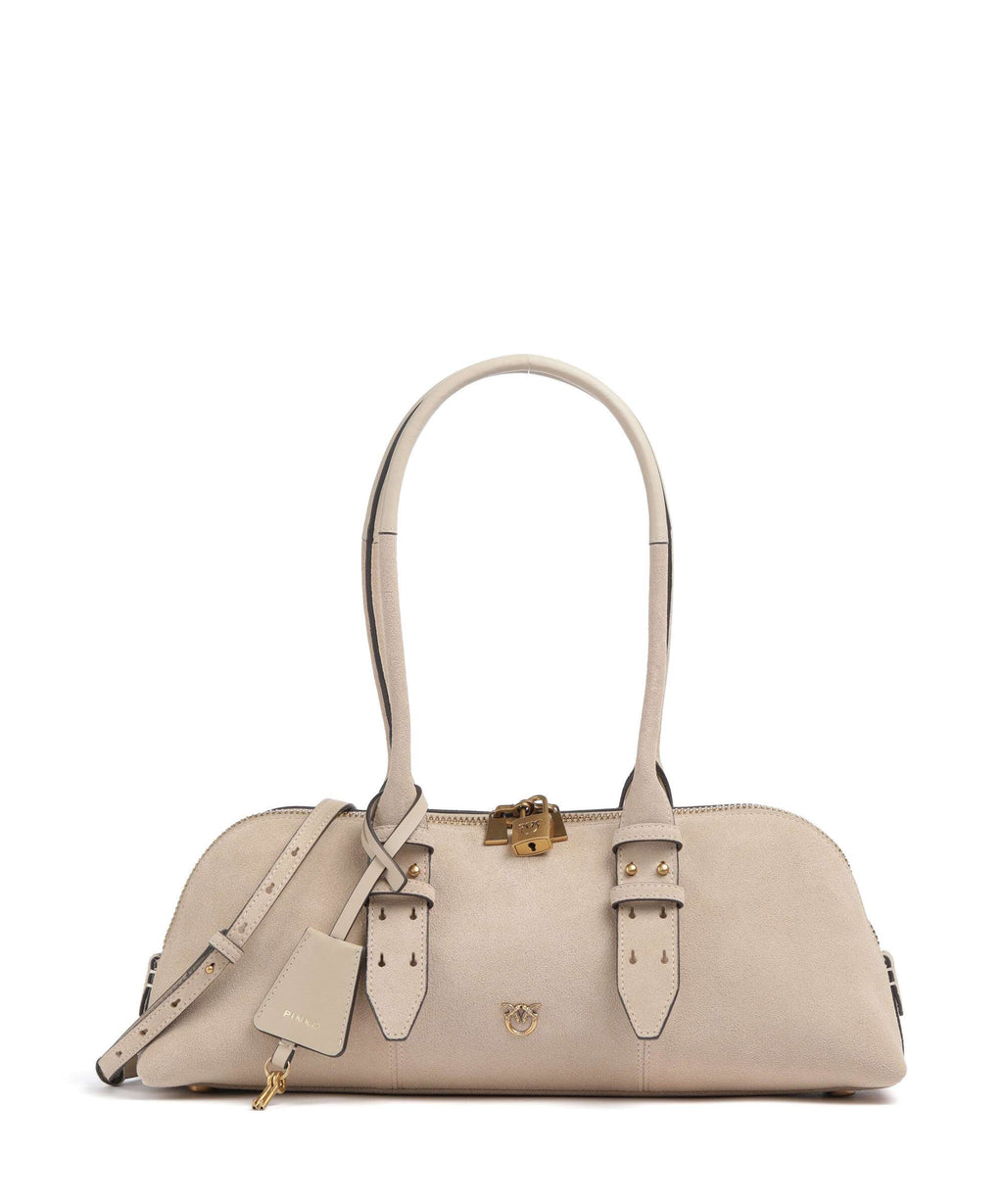 Pinko Bowling Horizontal Big Shoulder bag beige/grigio fumo/antique gold