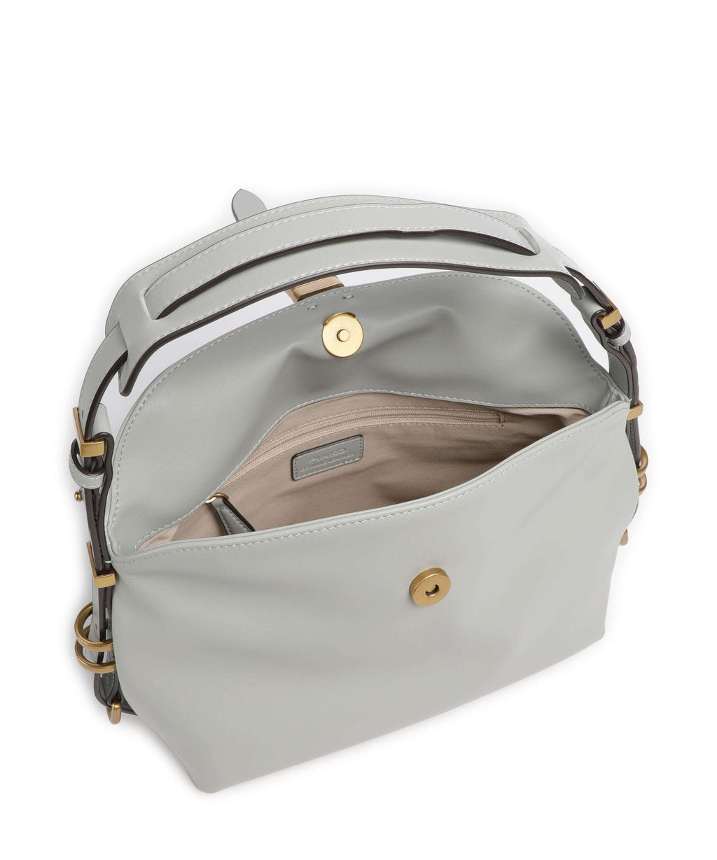 Pinko Saddle Horizontal Mini Shoulder bag grigio perla/antique gold