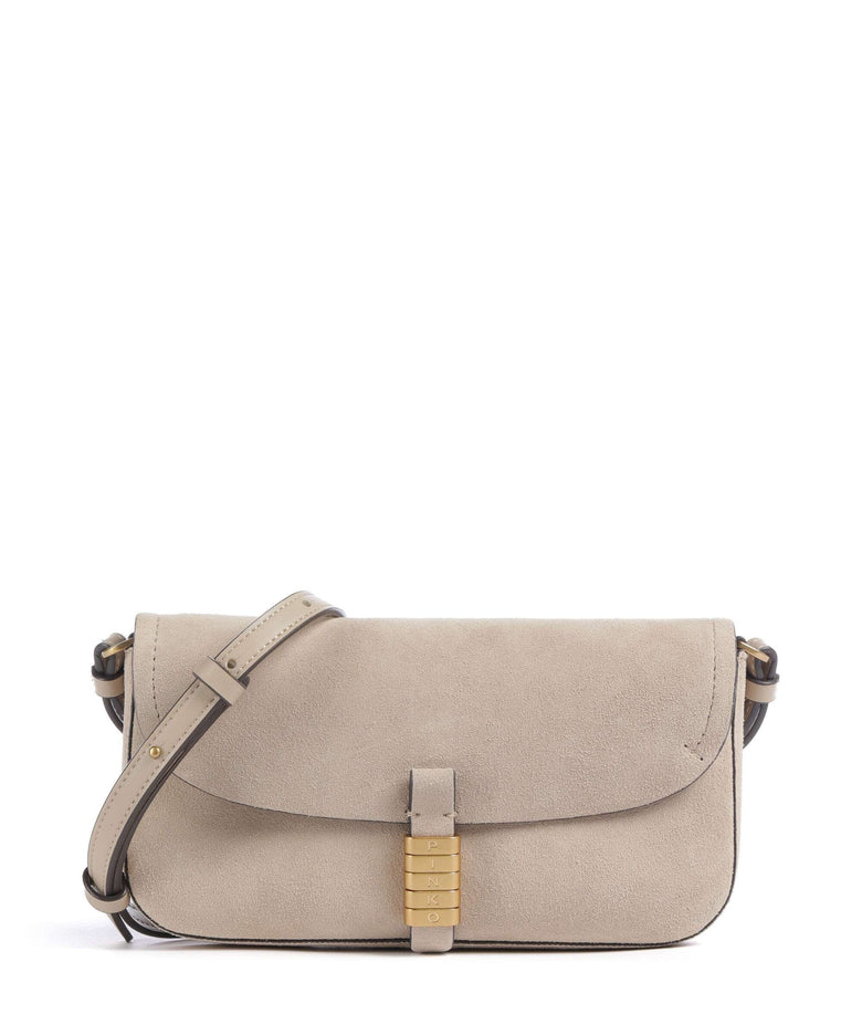 Pinko Saddle Flat Crossbody bag beige/grigio fumo/antique gold