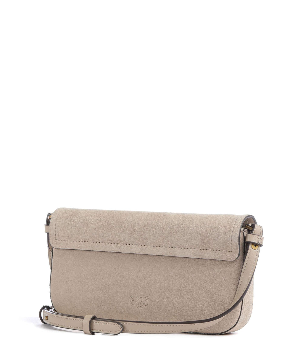 Pinko Saddle Flat Crossbody bag beige/grigio fumo/antique gold