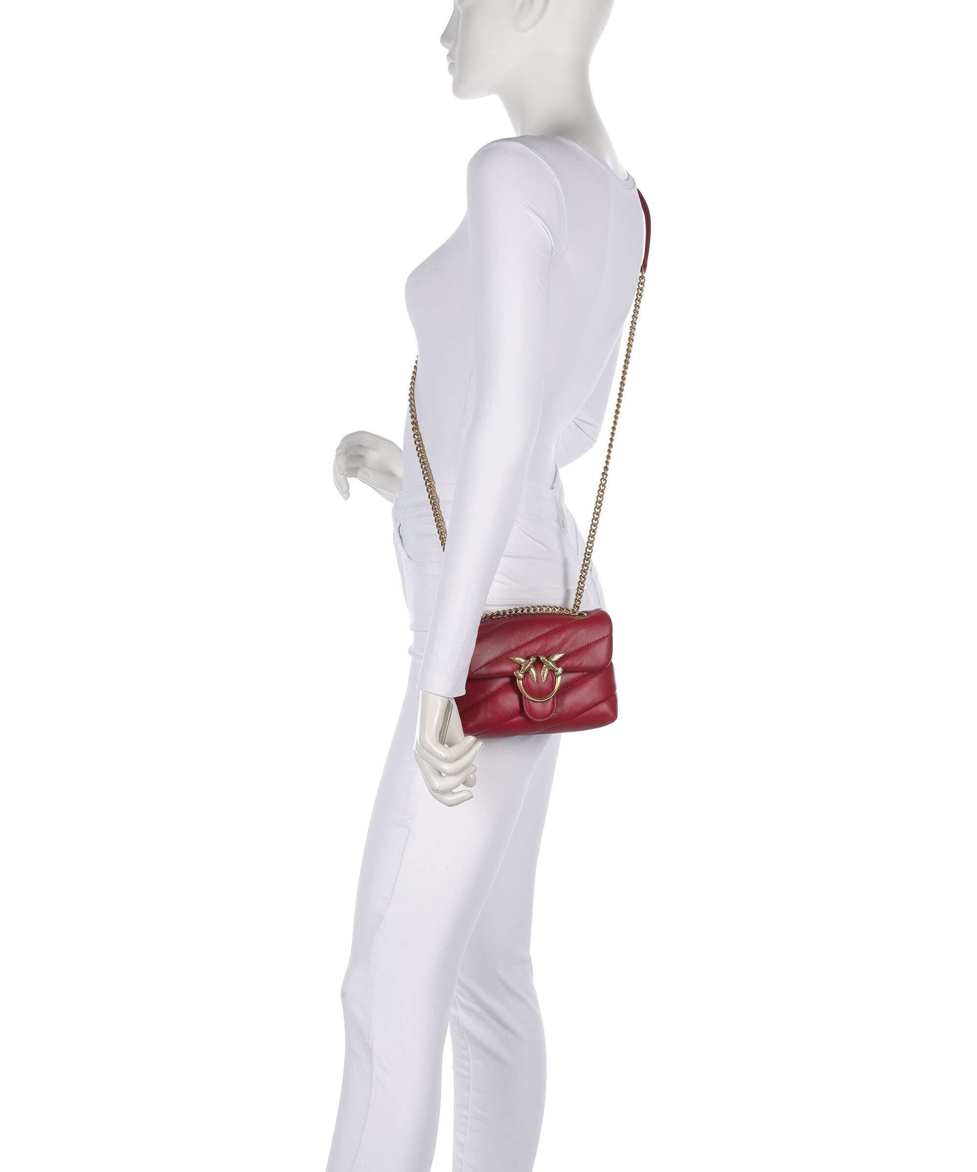 Pinko Love Puff Baby Shoulder bag rosso scuro/antique gold