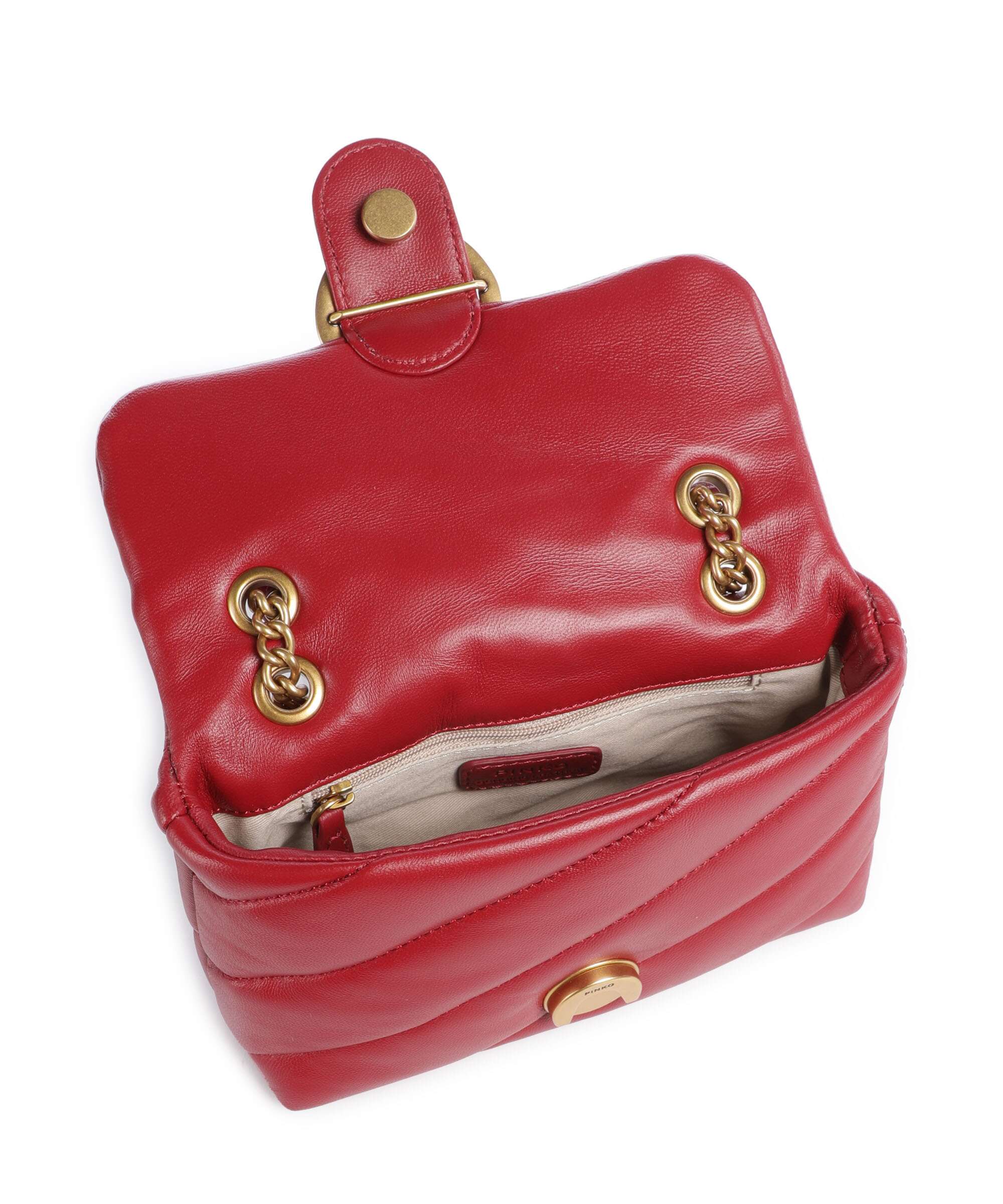 Pinko Love Puff Baby Shoulder bag rosso scuro/antique gold