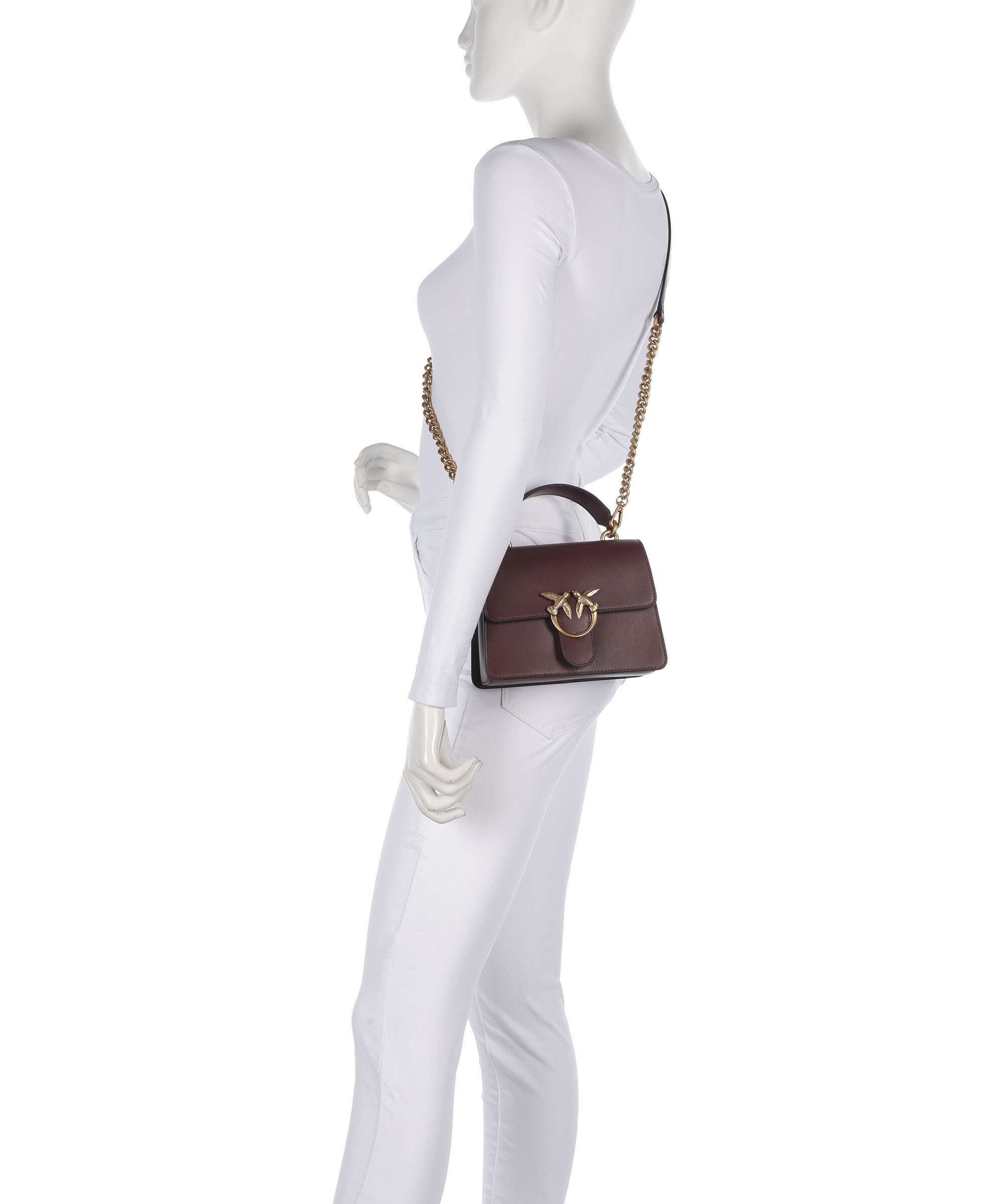 Pinko Love One Mini Handbag burgundy wine/antique gold