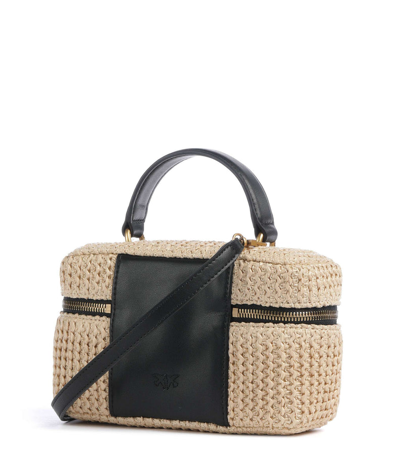 Pinko Vanity Soft Mini Crossbody bag rafia/nero/antique gold