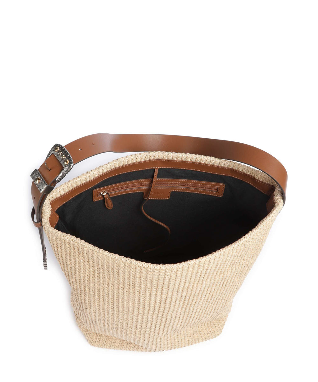 Pinko Big Hobo bag paglia/cuoio/mix gal