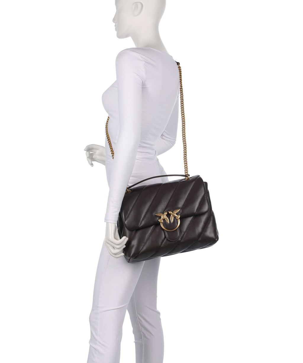 Pinko Love Puff Big Shoulder bag marrone marasca/antique gold
