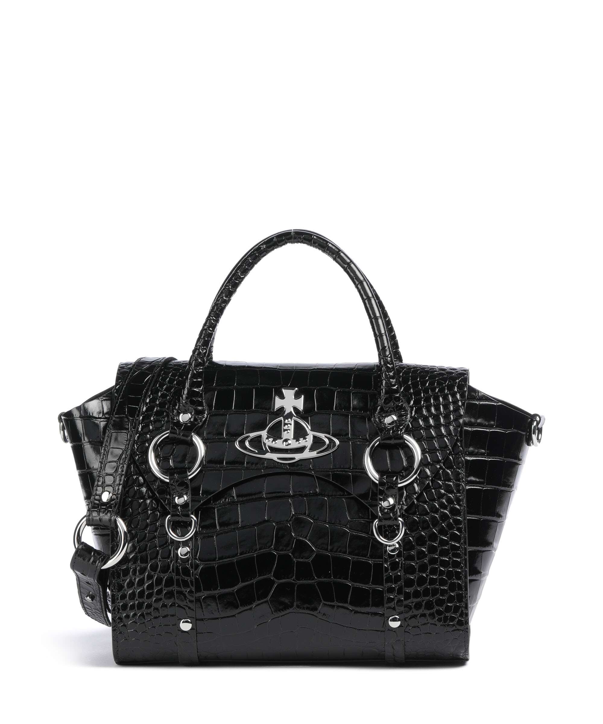Vivienne Westwood Betty Embossed Croc Medium Handbag black