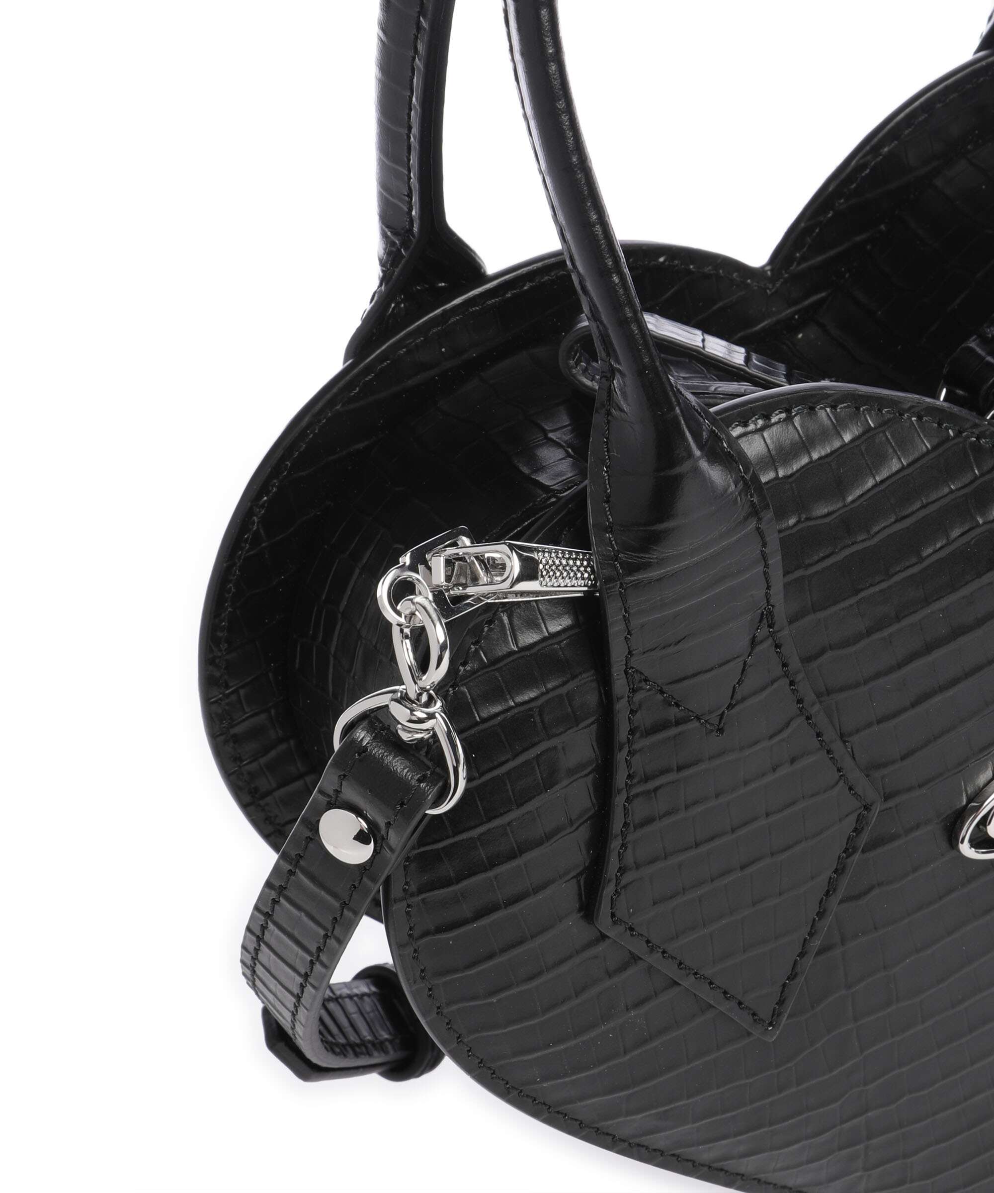 Vivienne Westwood Josephine Heart Embossed Croc Mini Handbag black