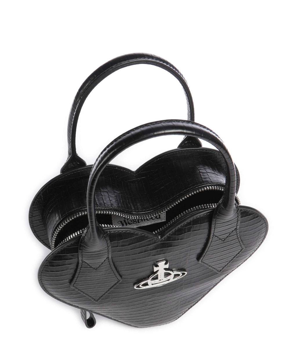 Vivienne Westwood Josephine Heart Embossed Croc Mini Handbag black
