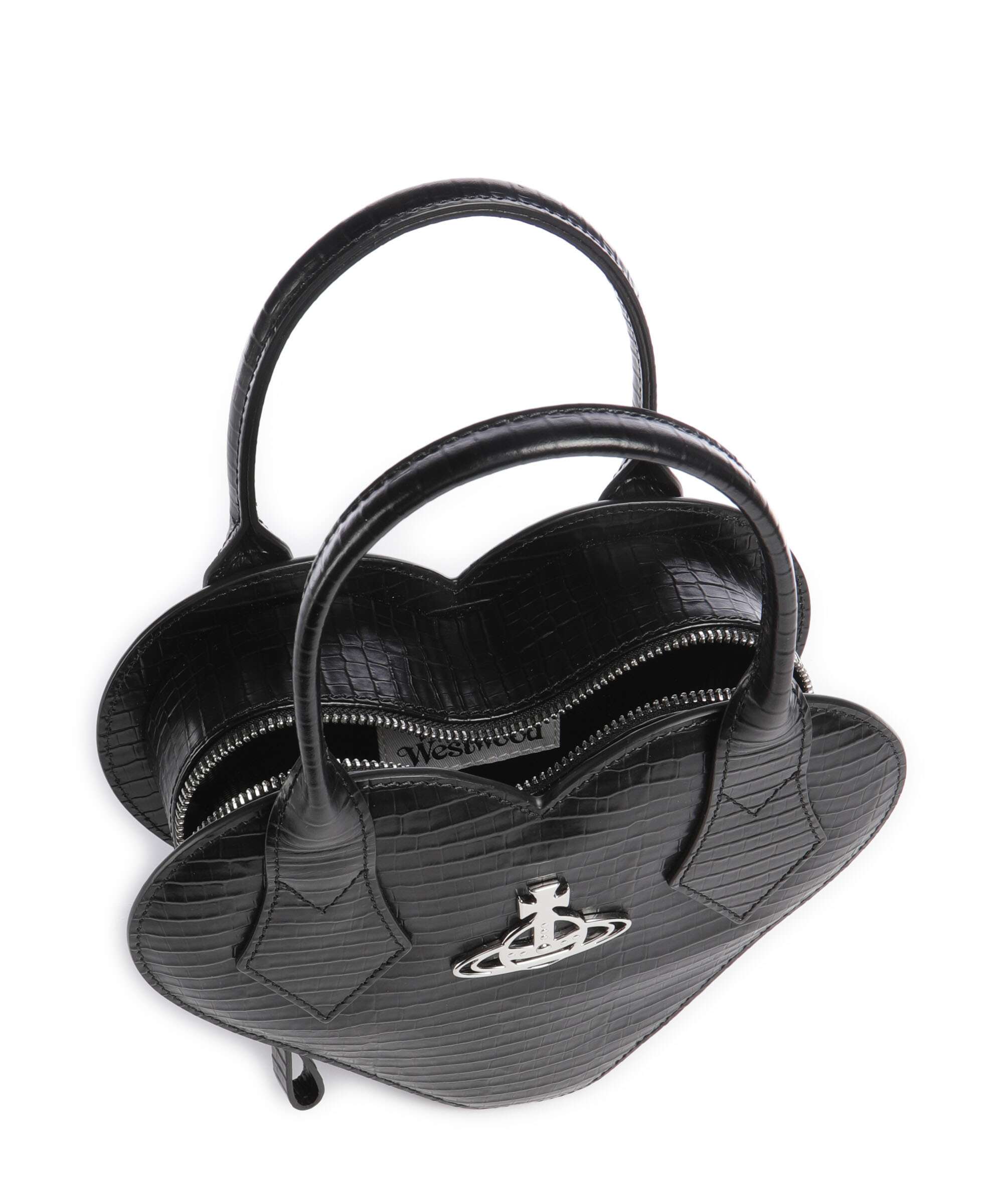 Vivienne Westwood Josephine Heart Embossed Croc Mini Handbag black