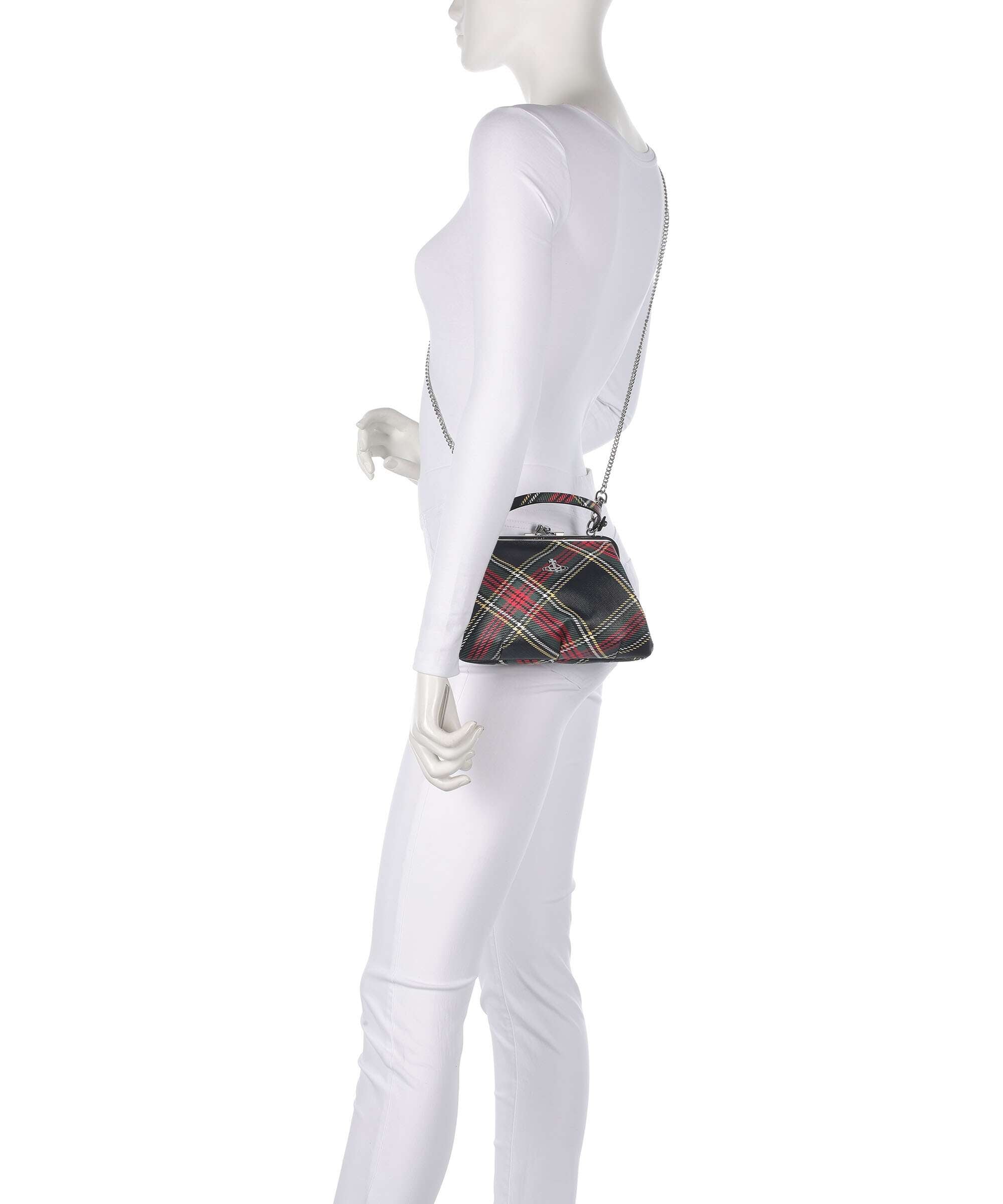 Vivienne Westwood Granny Frame Saffiano Printed Handbag chelsea tartan