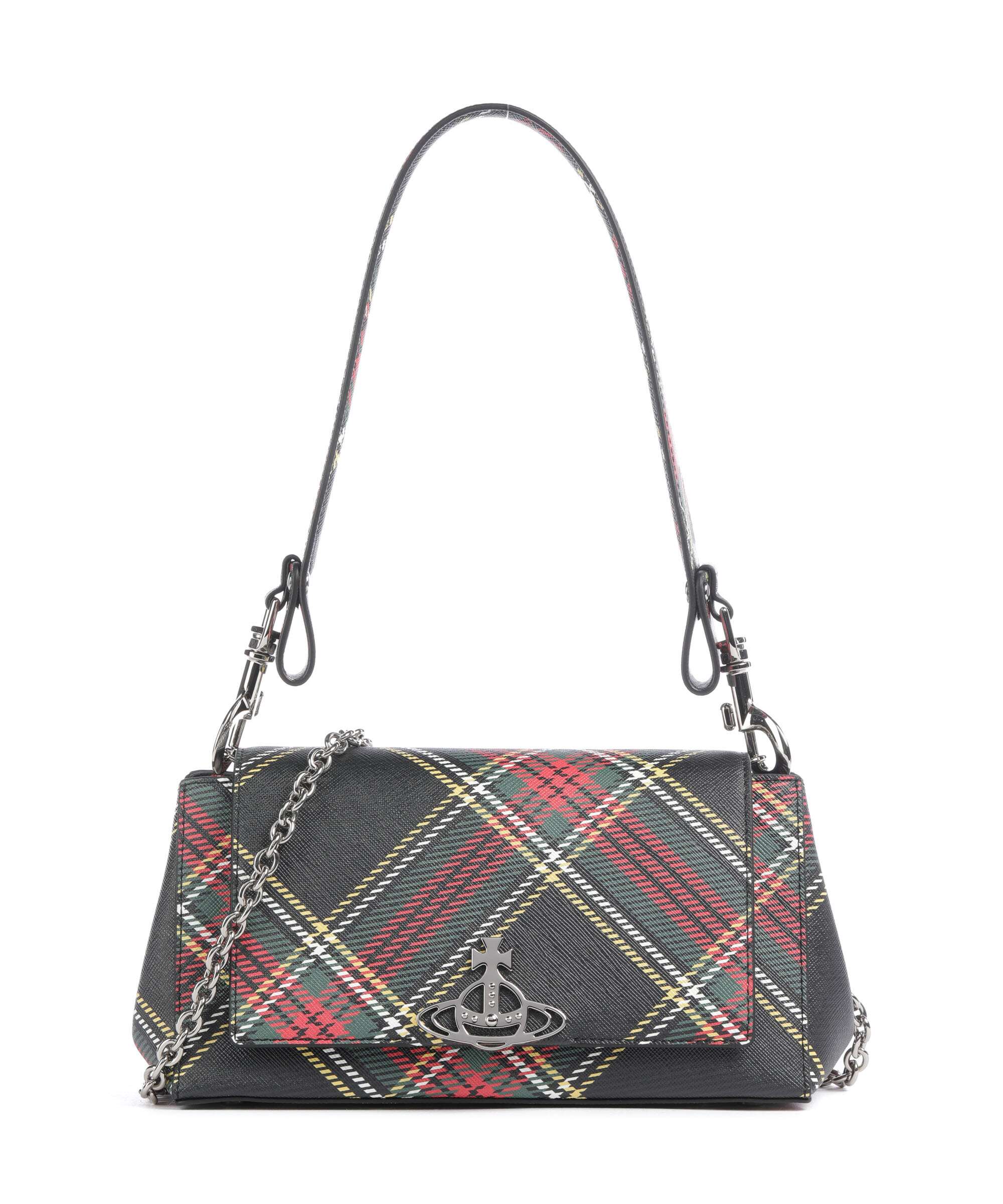Vivienne Westwood Hazel Saffiano Printed Medium Shoulder bag chelsea tartan