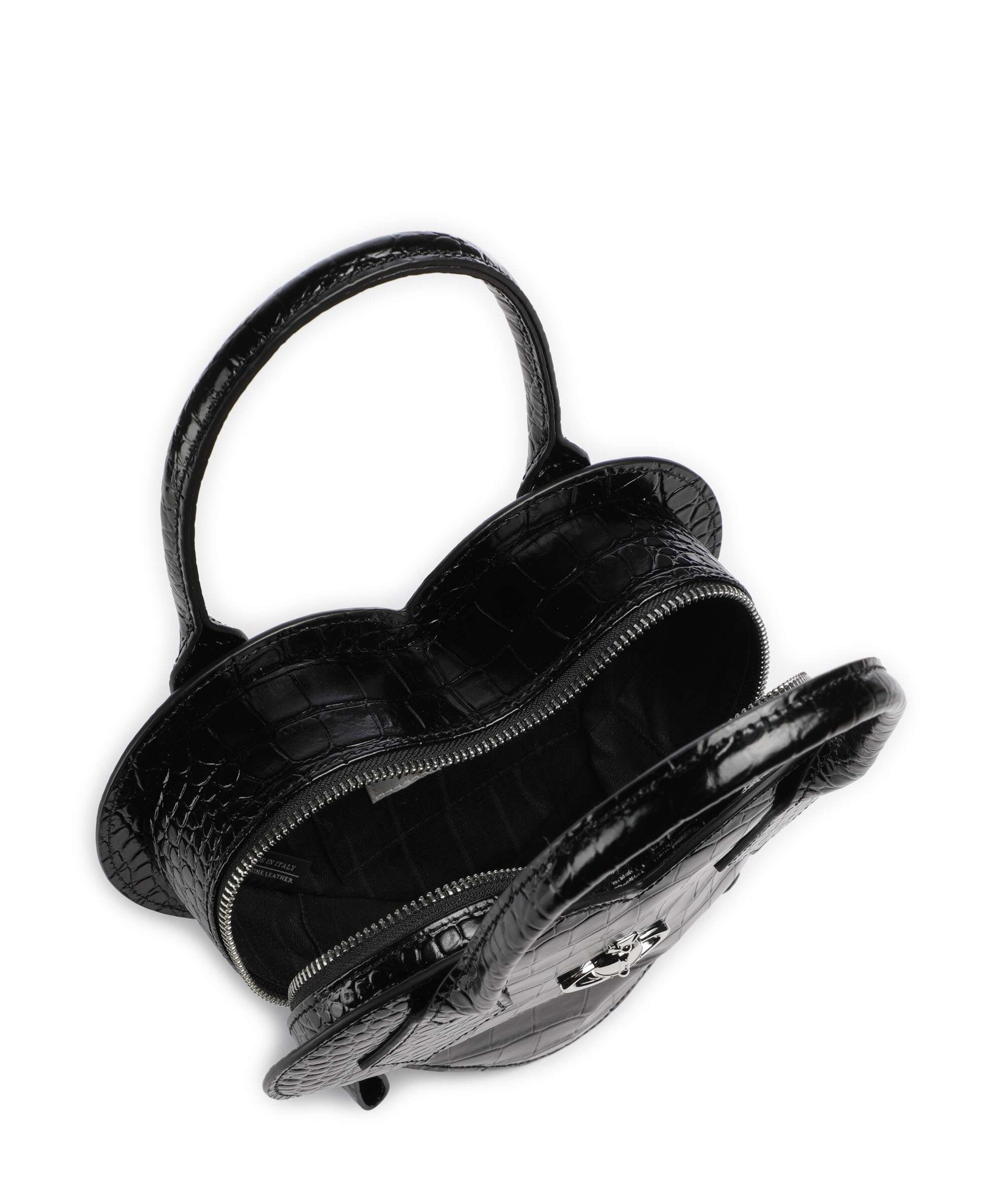 Vivienne Westwood Josephine Heart Embossed Croc Handbag black