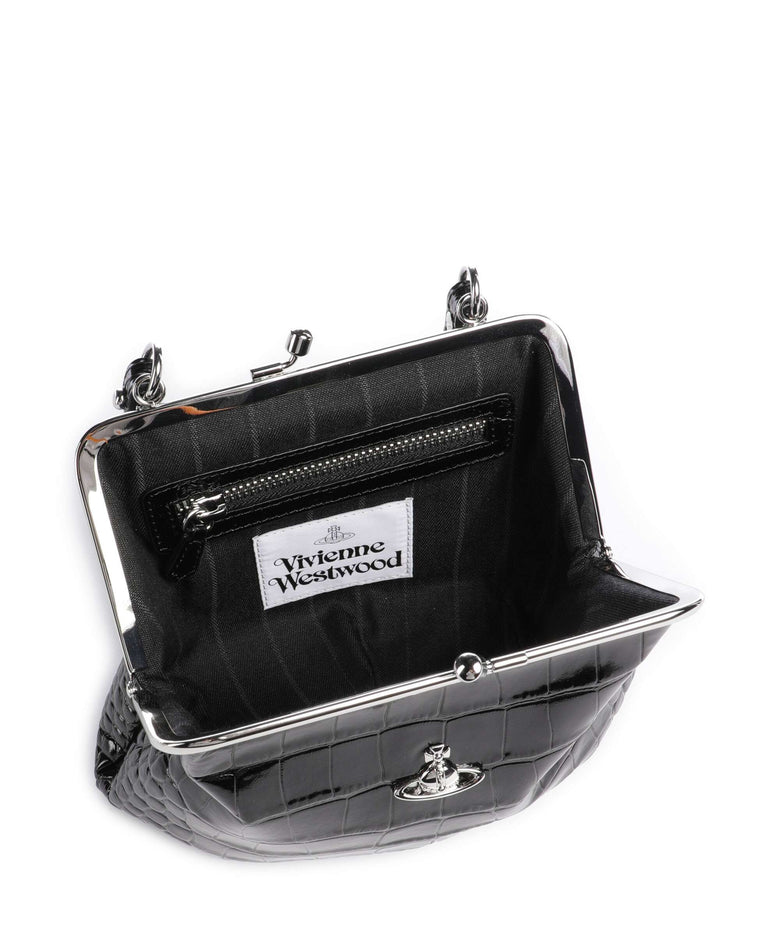 Vivienne Westwood Granny Frame Embossed Croc Handbag black