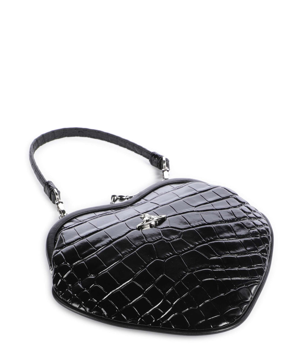 Vivienne Westwood Belle Heart Frame Embossed Croc Crossbody bag black