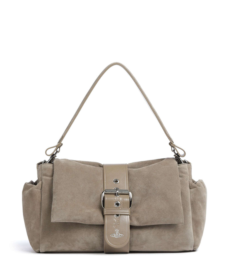 Vivienne Westwood Hazel Suede Treasure XL Shoulder bag stone