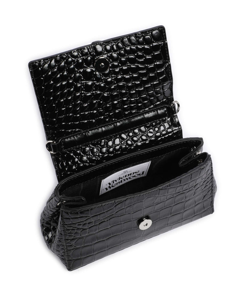 Vivienne Westwood Hazel Embossed Croc Small Shoulder bag black