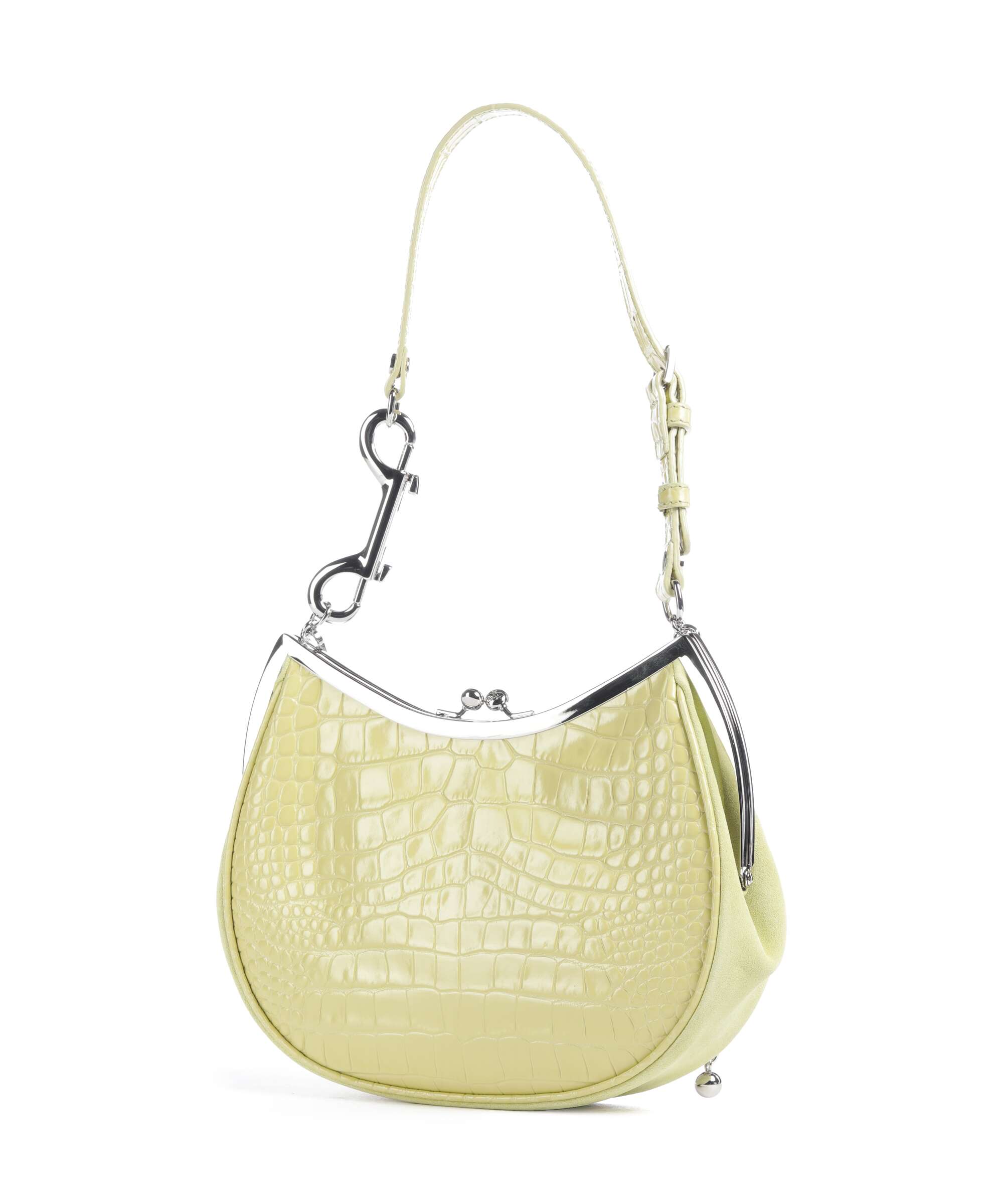 Vivienne Westwood Charm Frame Embossed Croc Shoulder bag lime green