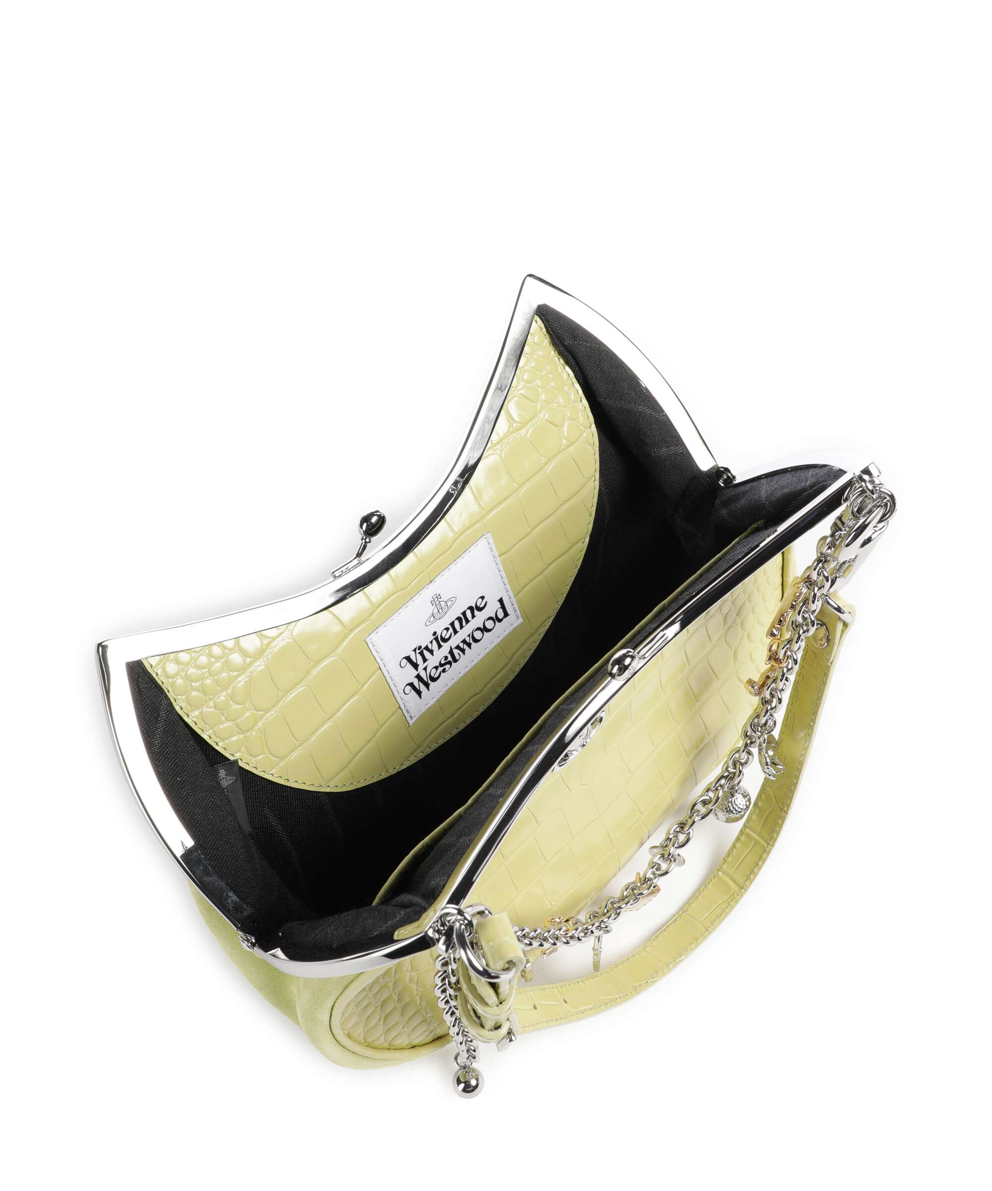 Vivienne Westwood Charm Frame Embossed Croc Shoulder bag lime green