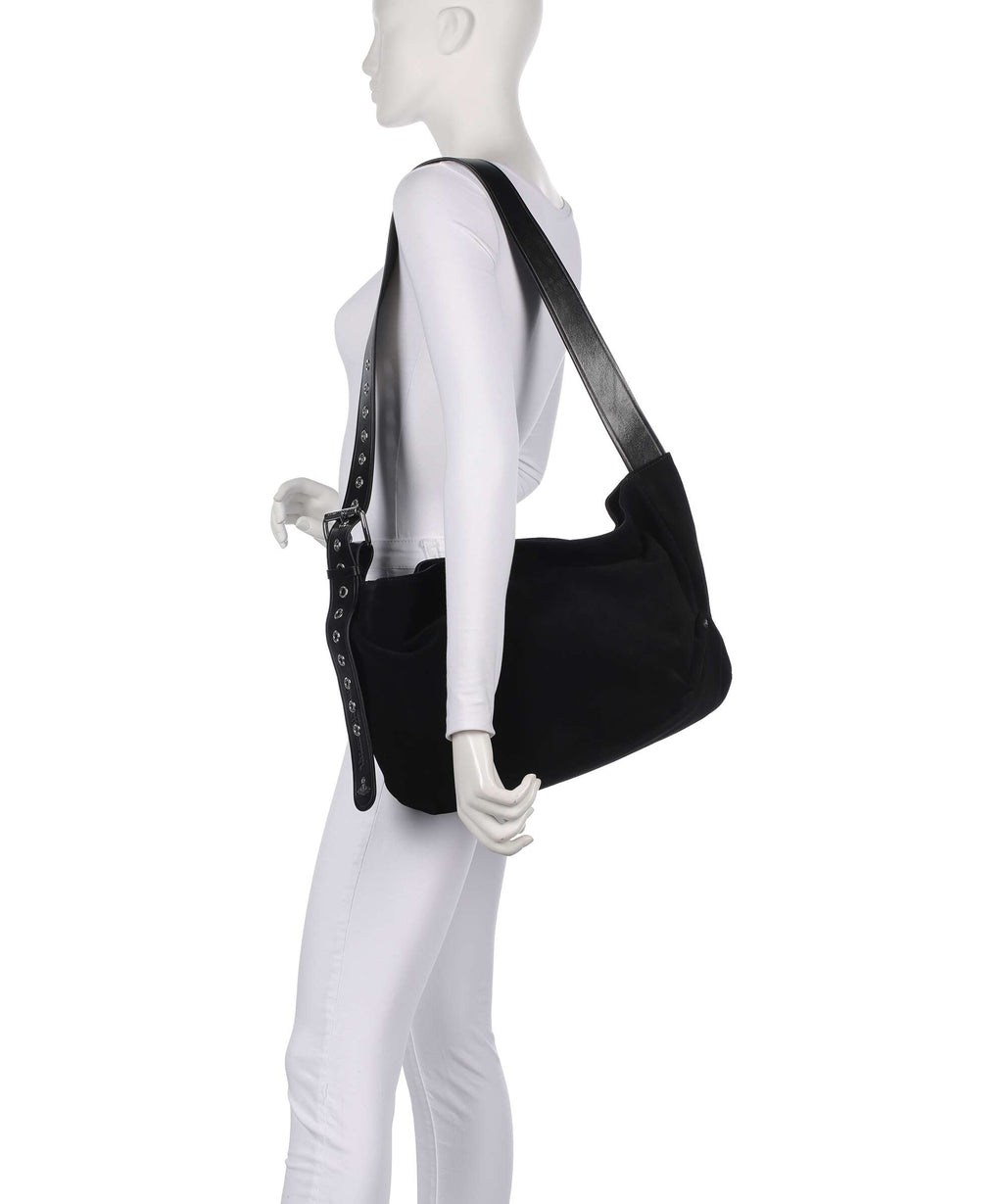 Vivienne Westwood Maxime Suede Medium Hobo bag black