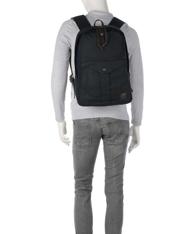 Filson Oil Finish Tin Cloth Journeyman Backpack navy