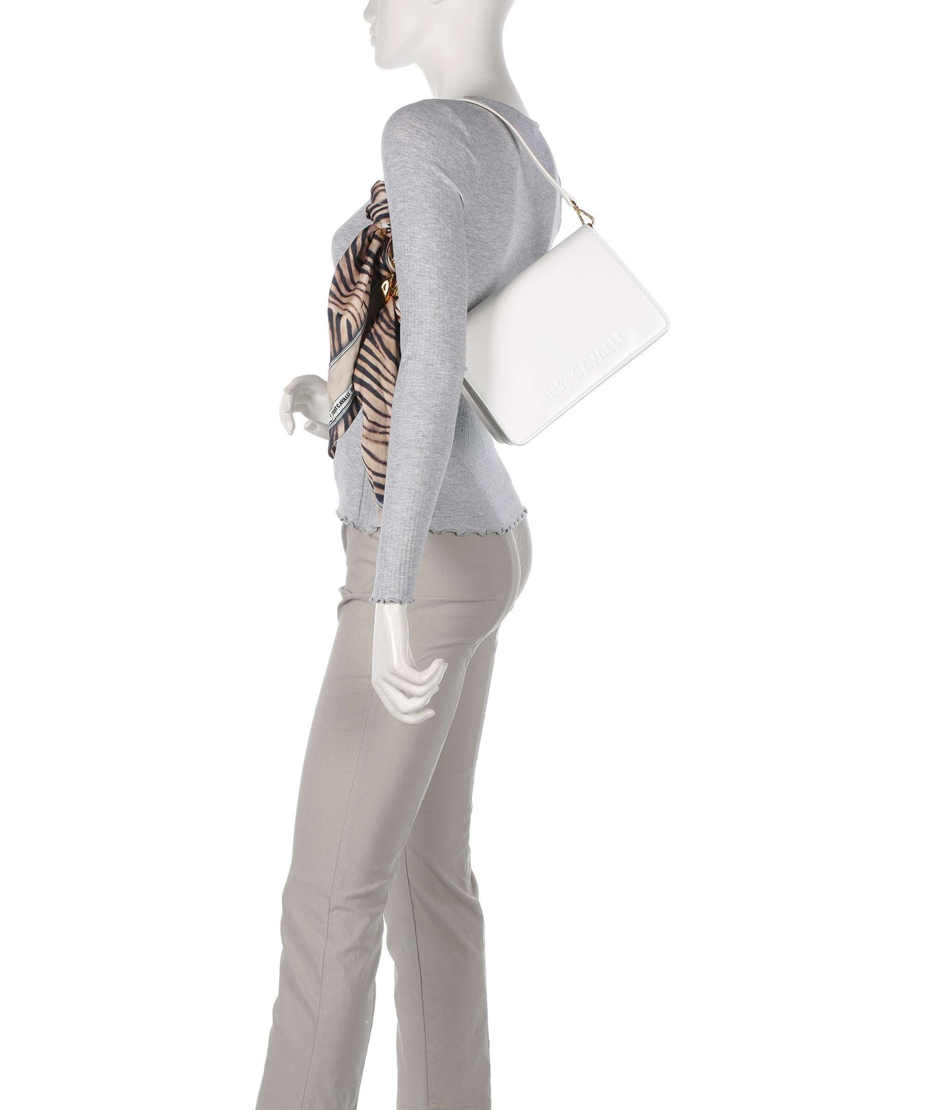 Just Cavalli Chain Foulard Shoulder bag white