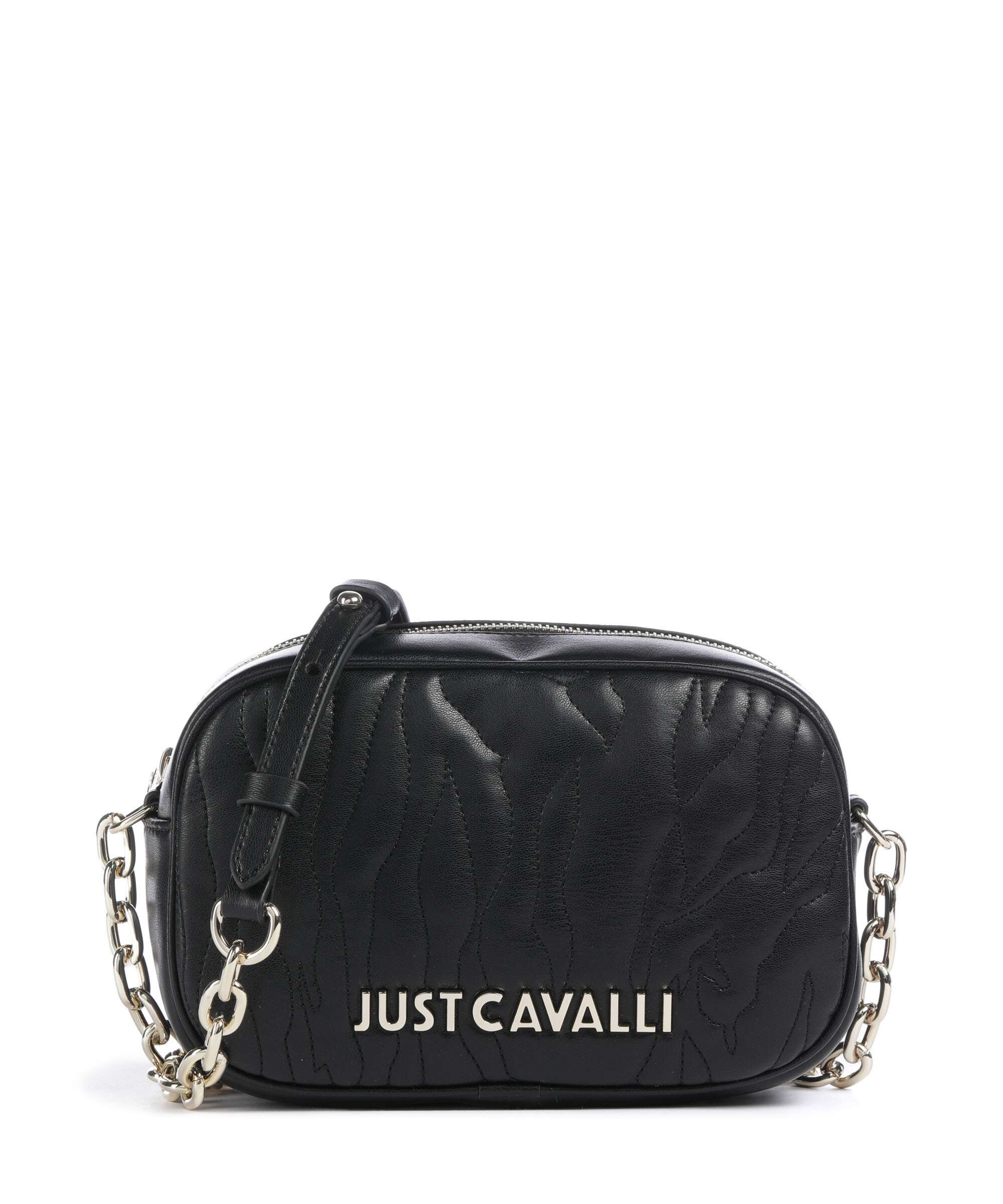 Just Cavalli Quilted Zebra Crossbody bag imitation leather black