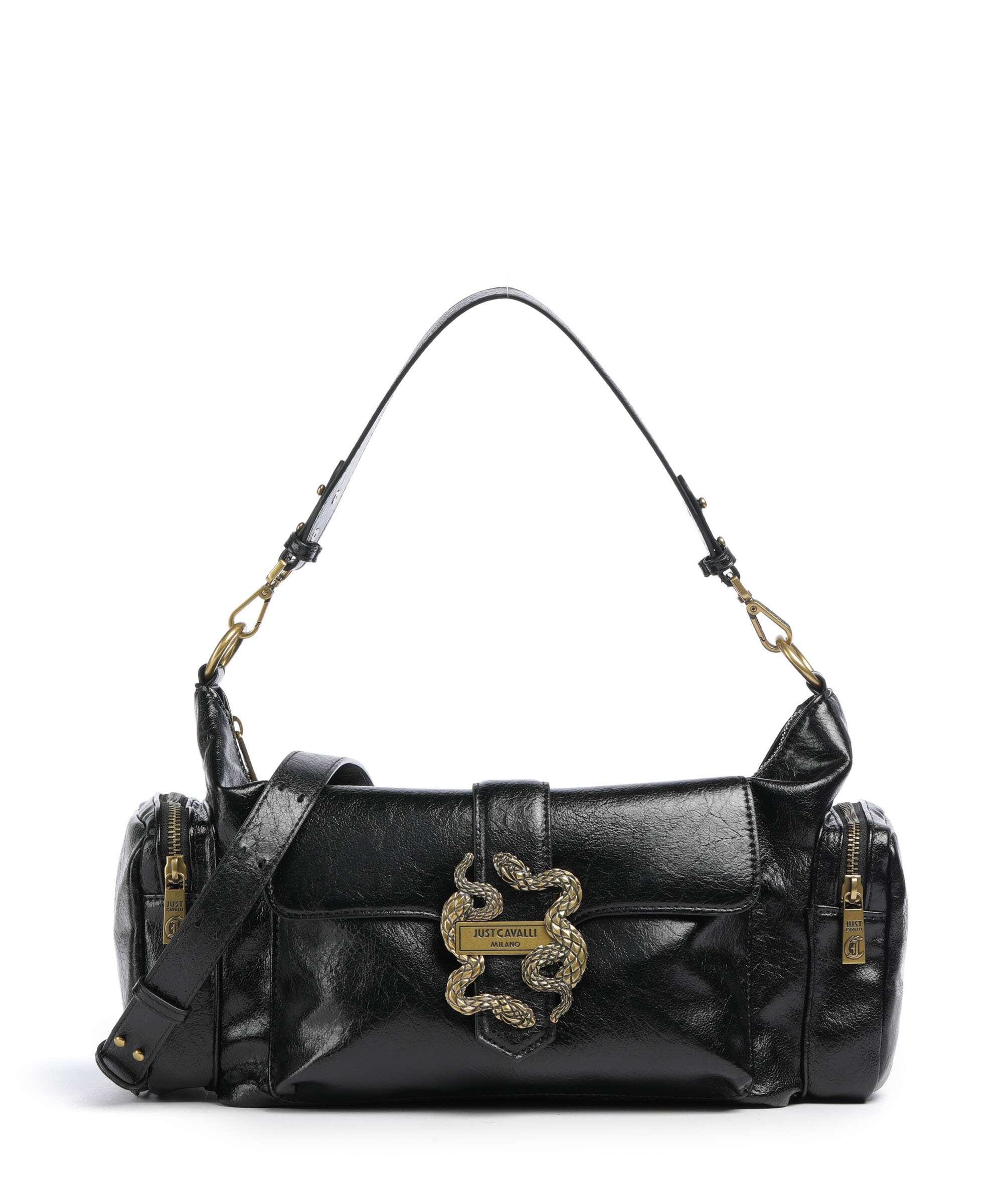 Just Cavalli Iconic Snakes Pockets Shoulder bag black