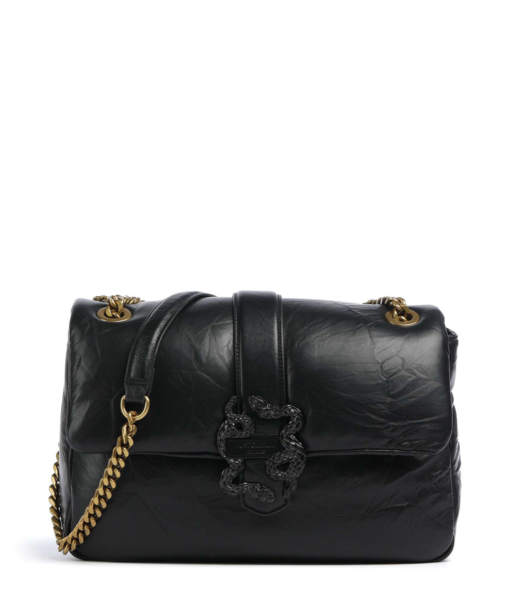 Just Cavalli Iconic Snakes Puffy Shoulder bag black